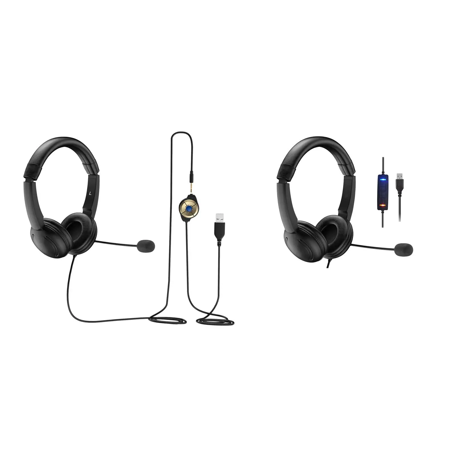 USB Headset Premium with Microphone Lightweight Comfortable Wired Call Center Headset for Laptop PC Office Video Meetings Music