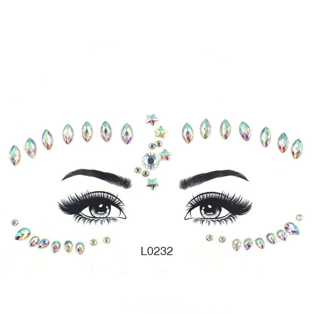 Temporary Tattoo Party Rhinestone Makeup Tool 3D Crystal Facial Eyebrow  Sticker Eye Sticker Forehead Face Sticker Bar Music Fest - AliExpress