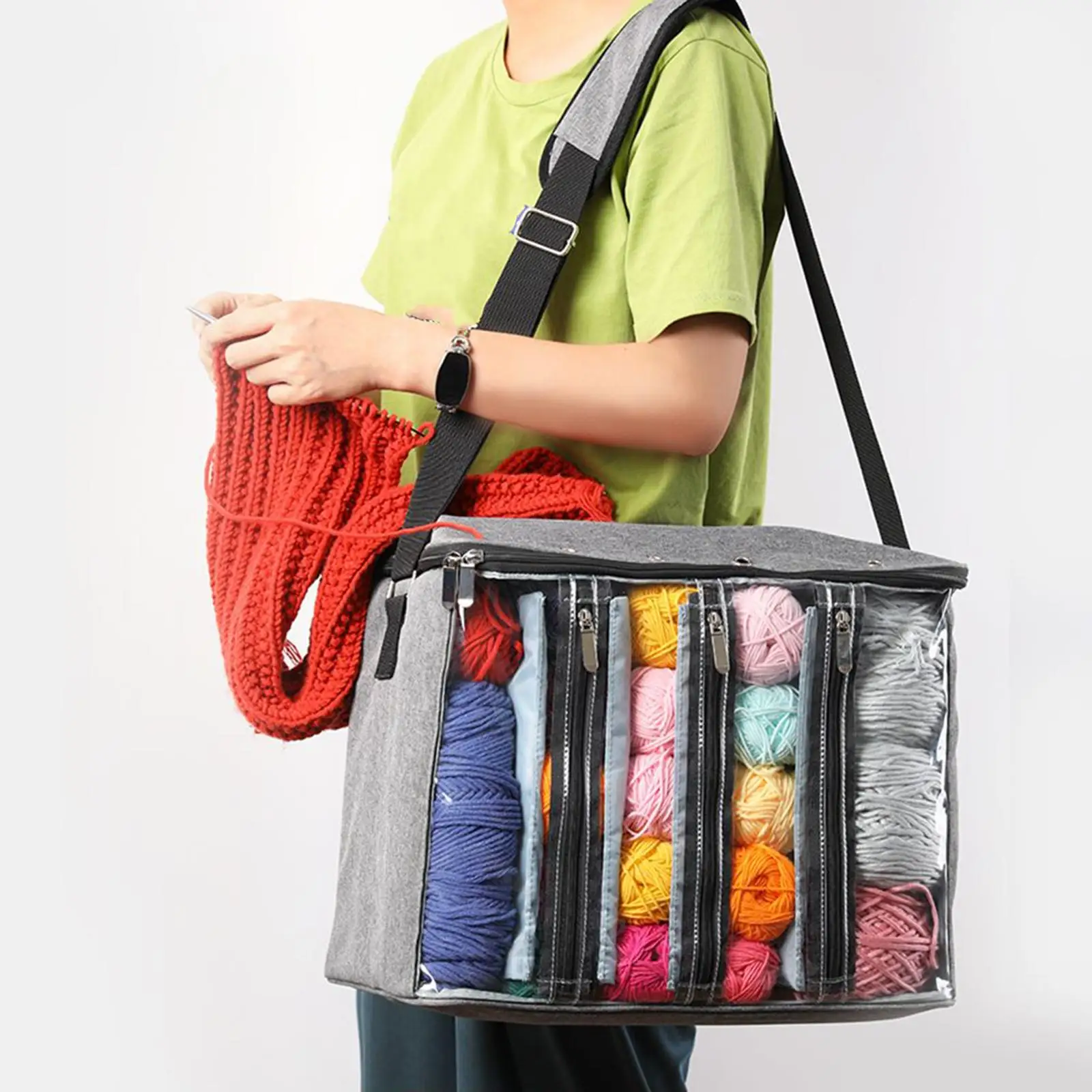 Knitting Bag Durable Case Storage Organizer Knitting Tote Bag for Crocheting