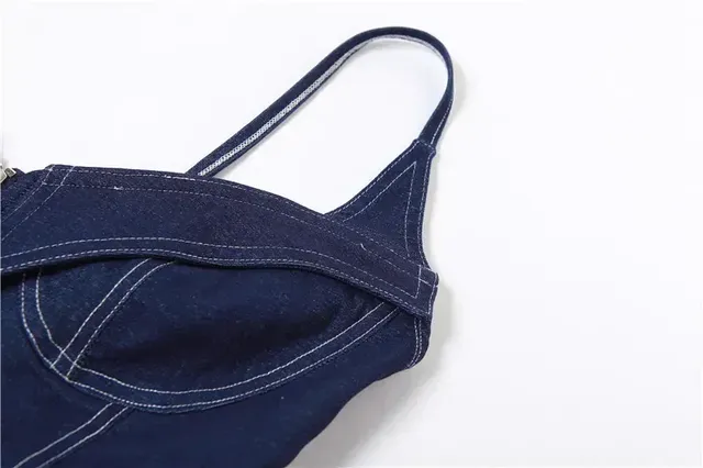 Denim Bodysuit Long Sleeve Off Shoulder 35
