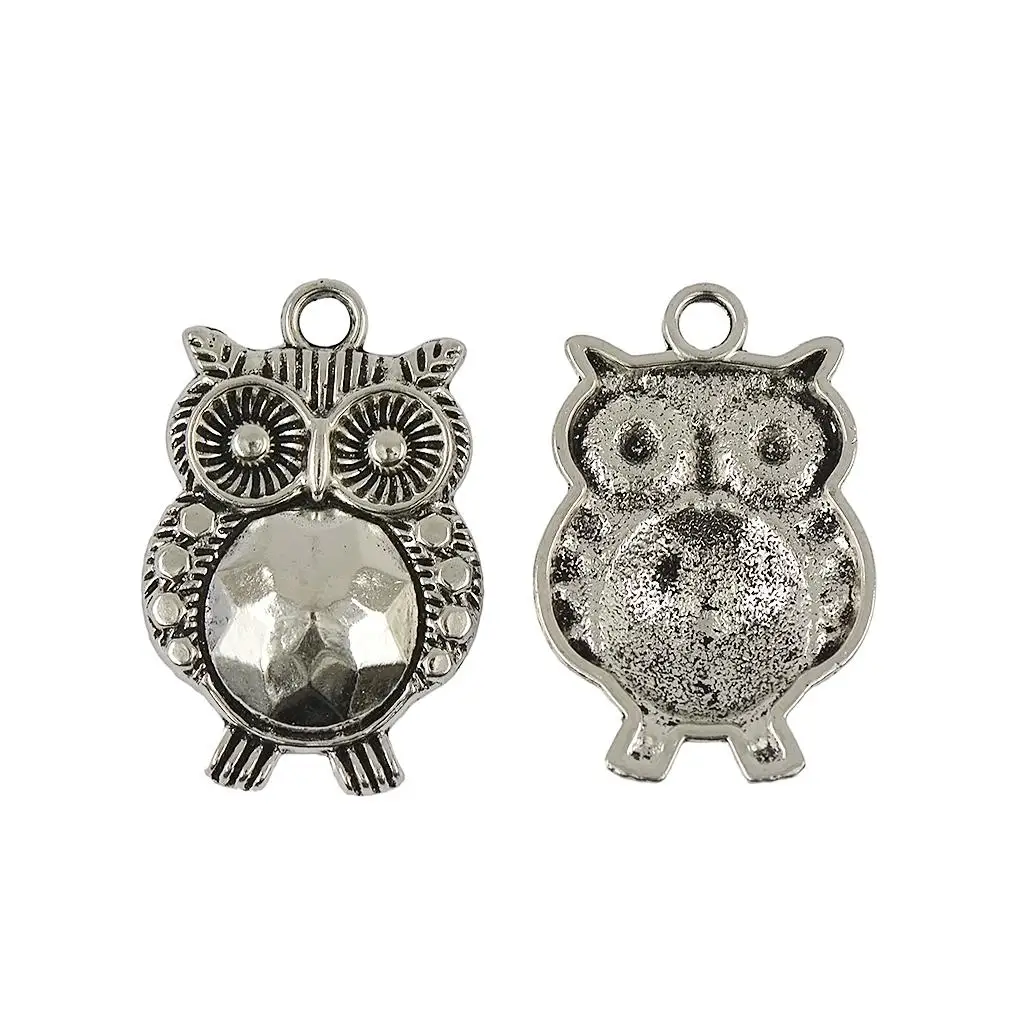 10Pcs Large Owl Bird Charms Pendants for DIY Jewelry 23x35mm