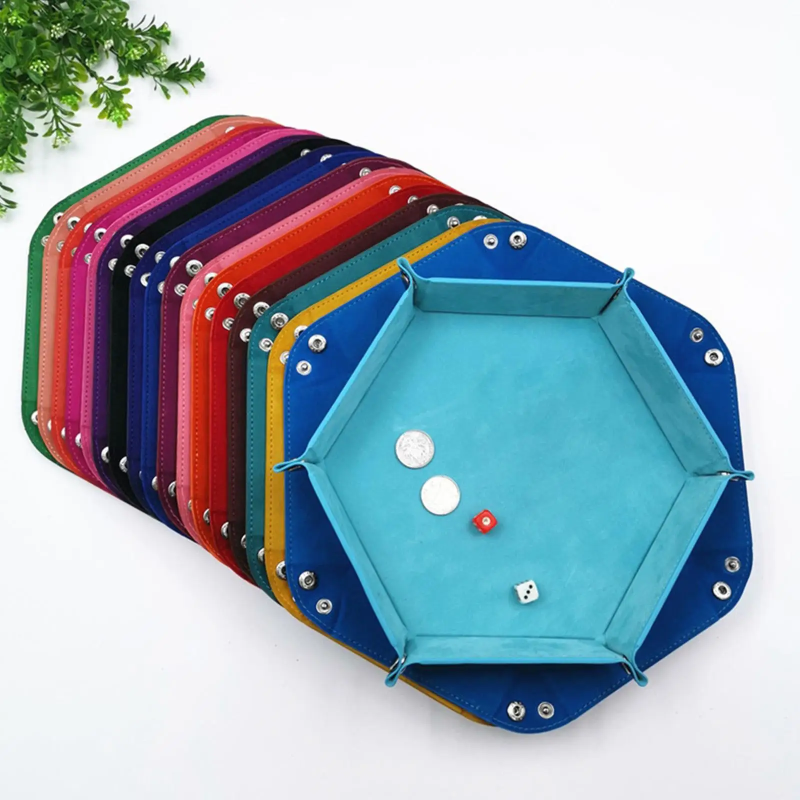 Pu Leather Double Side Velvet Dice Tray Role Play Rolling Tray Large Storage Holder Box 