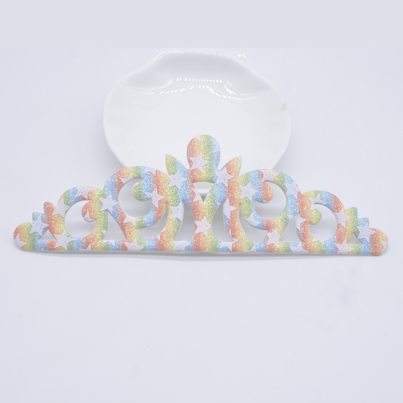6pcs 140*45mm gepolsterte Glitzer krone Applikationen für Kleidung Hut Näh patches DIY Cake Topper Kopf bedeckung Dekor Zubehör – Detail 4