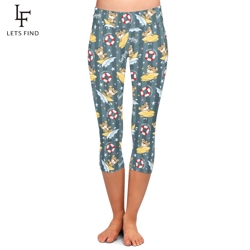 Legging, bonito desenho animado ilustração impressão, Stretch