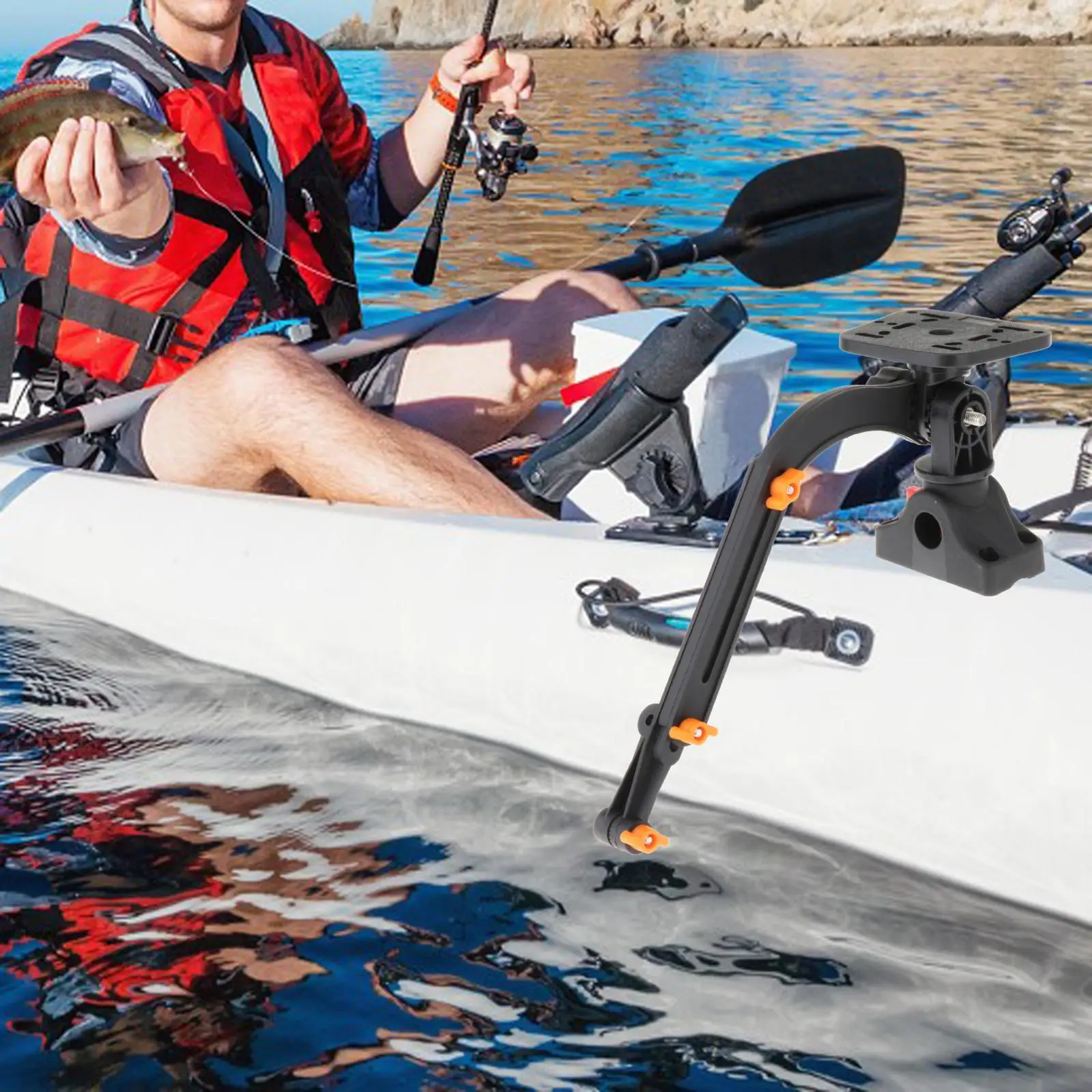 Fish Finder Mount Transducer Mounting Arm Marine Electronic Mount Support for Kayak Canoe Boat Fish Finder Installation