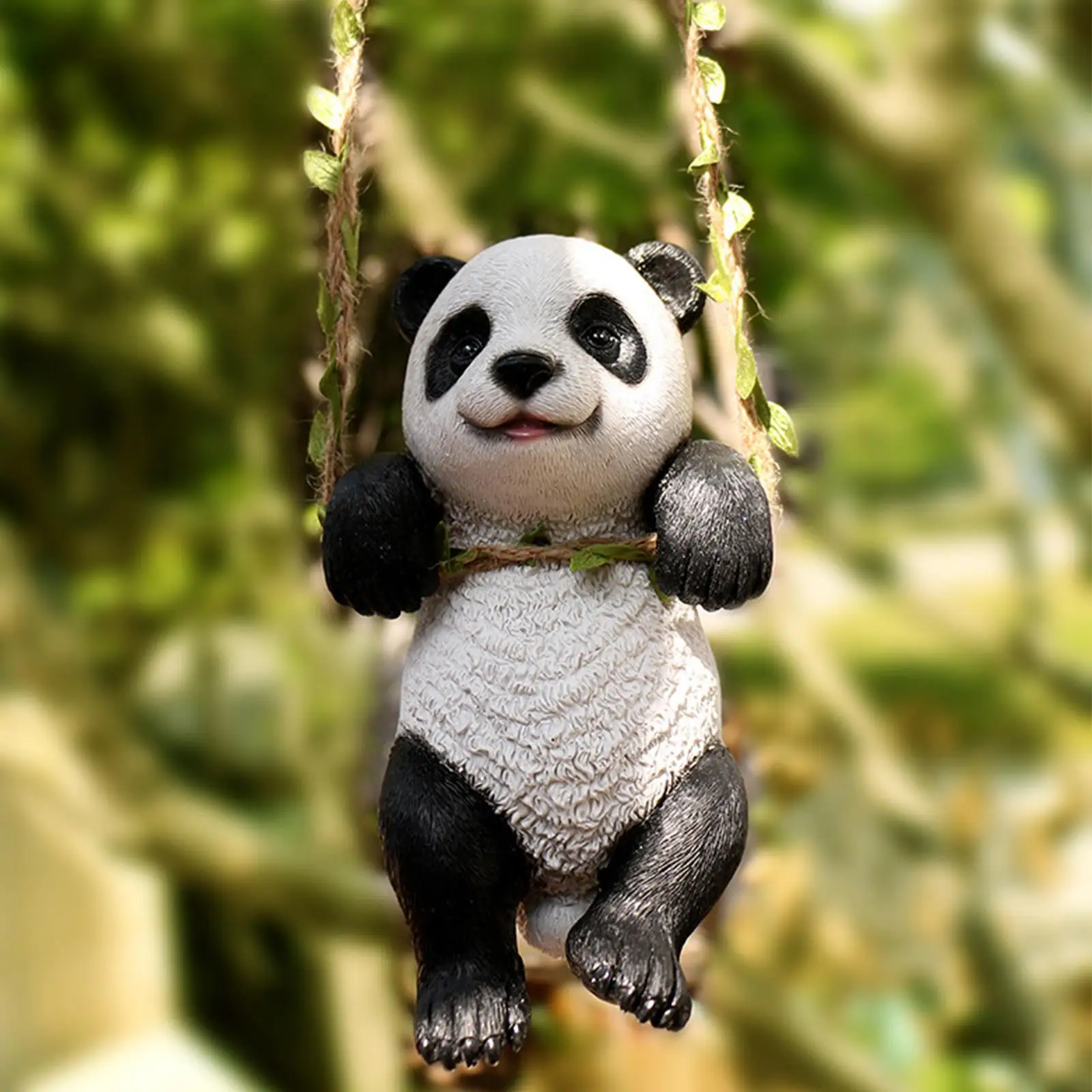 Panda Sculpture Ornaments Simulated Garden Pendant Adorable panda Outdoor Statue for Backyard Patio Indoor Desktop Home