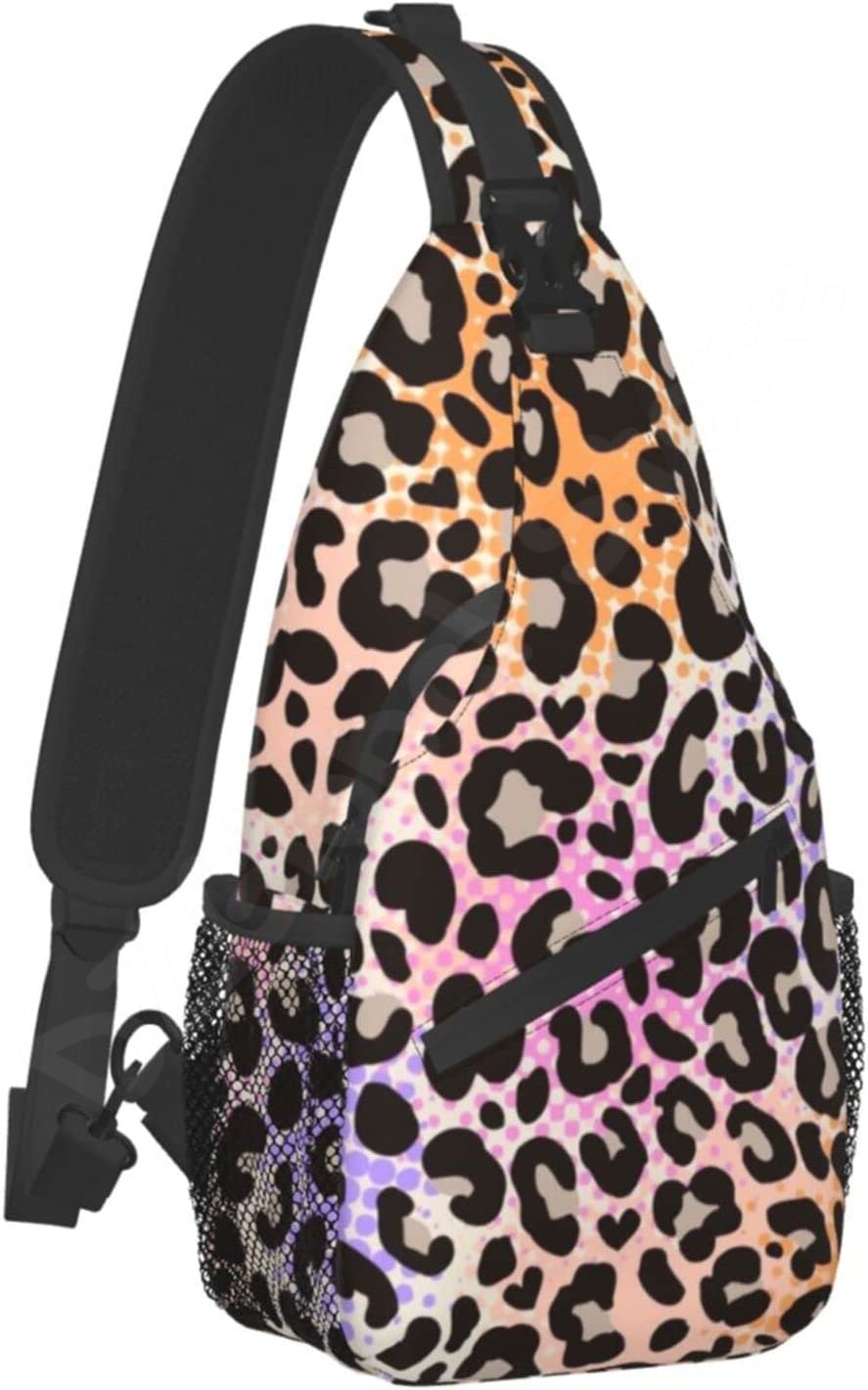 Leopardo Print Sling Bag, Crossbody ombro peito