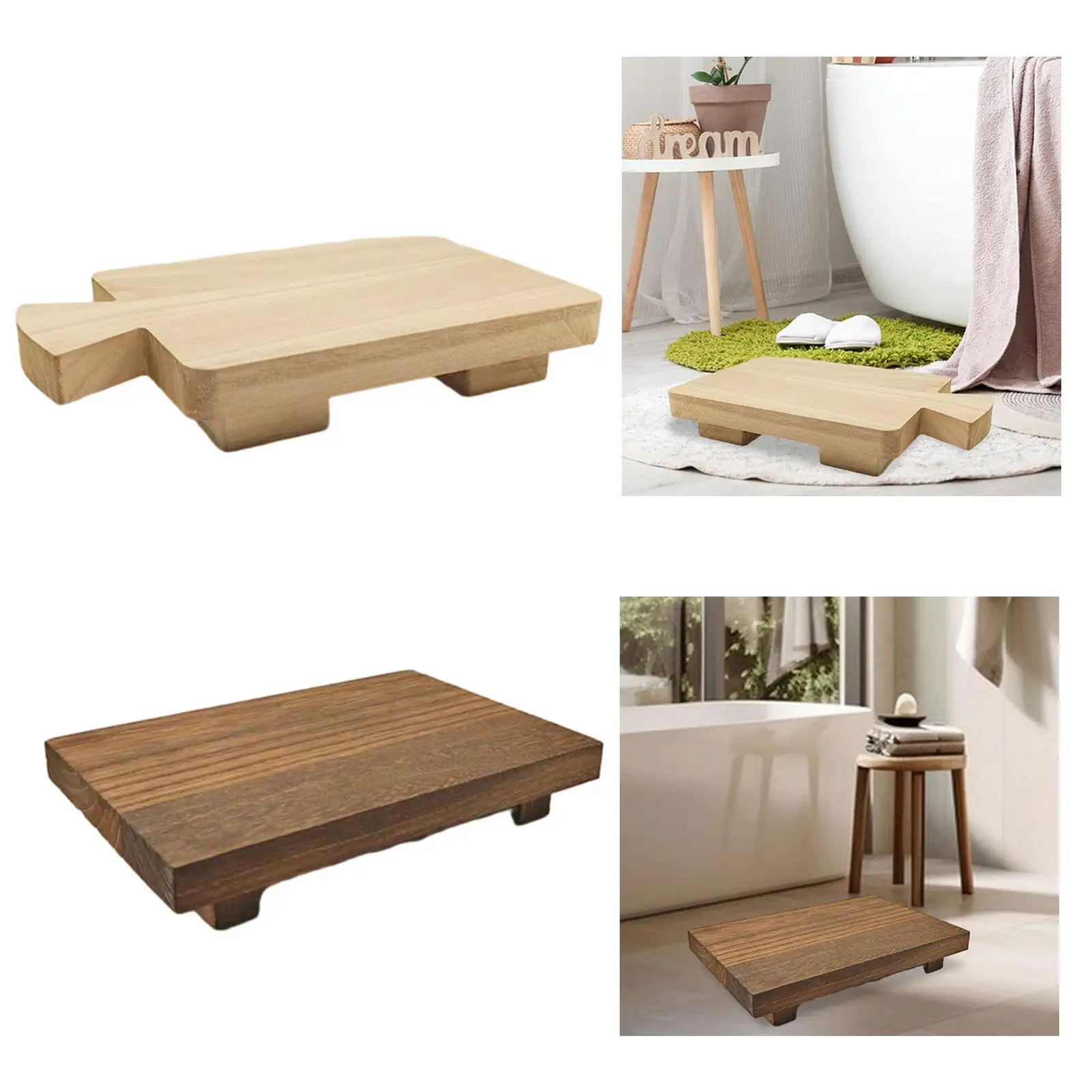 Wooden Pedestal Stand Footed Tray for Kitchen Counter Bathroom Coffee Table