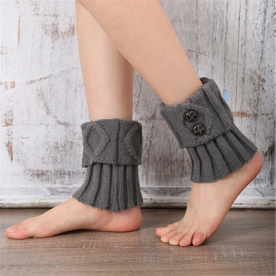 Gestrickte Gamaschen für Damen, Beinwärmer für Herbst/Winter, Lolita, süßes Mädchen, kurze Stiefelmanschetten, Knöpfe, gehäkelt, Damenstiefel, kniehoher Stiefel – Detail 8