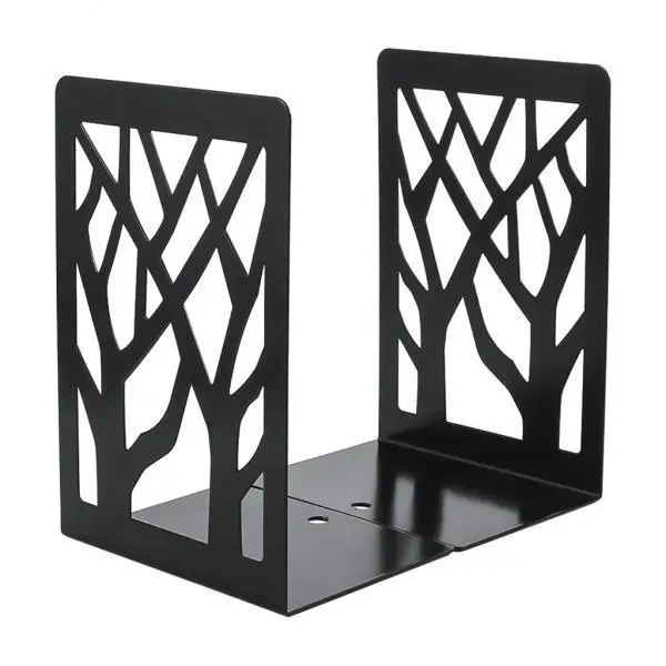 2x1Pair New Contemporary Mat Simple Metal Bookends Book Ends Pair Black