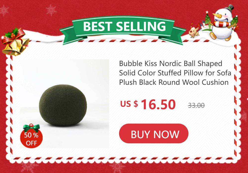 Bubble Kiss Plush Round Wool Cushion Nordic Ball Shaped Solid Color Stuffed Soft Pillow for Sofa Office Waist Rest Throw Pillow