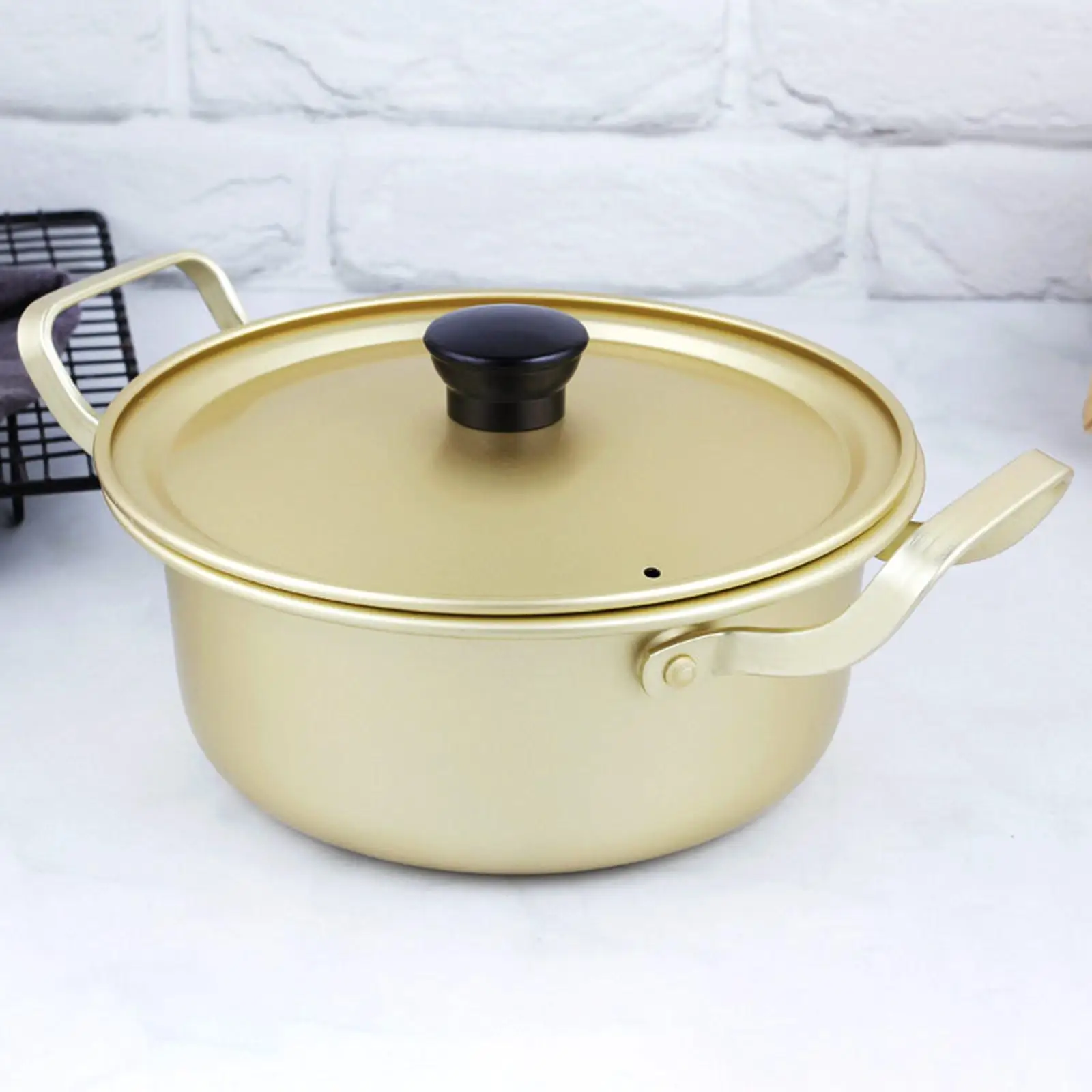 Korean Ramen Noodle Pot Aluminum Stockpot Soup Pot Small Hot Pot W/ Lid Instant Fast Heating Noodle Cooking Pan Kitchen Cookware