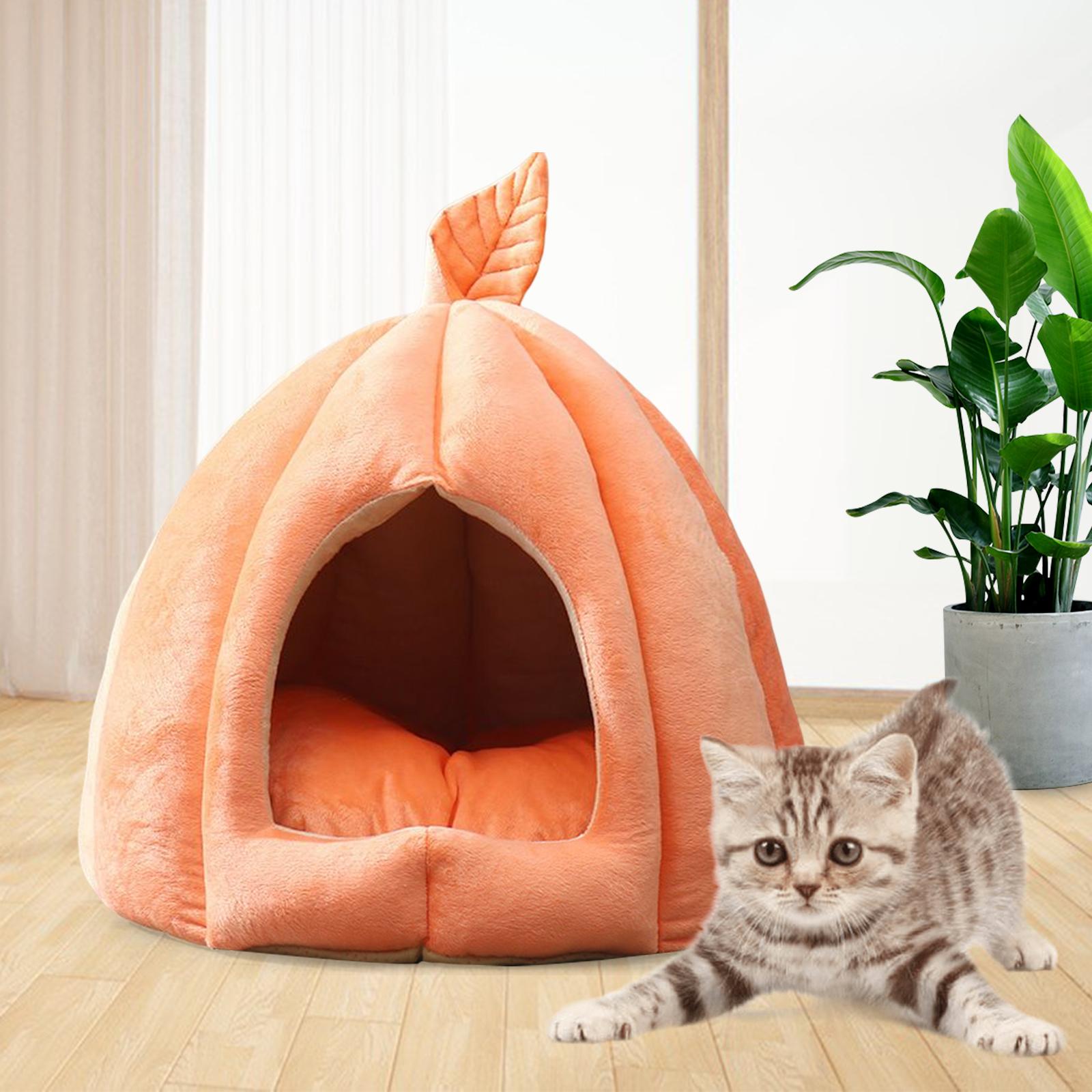 Cave Pet Bed Dog Tent Nonslip Washable Leaves Decorative Cat Warm House for Kitten