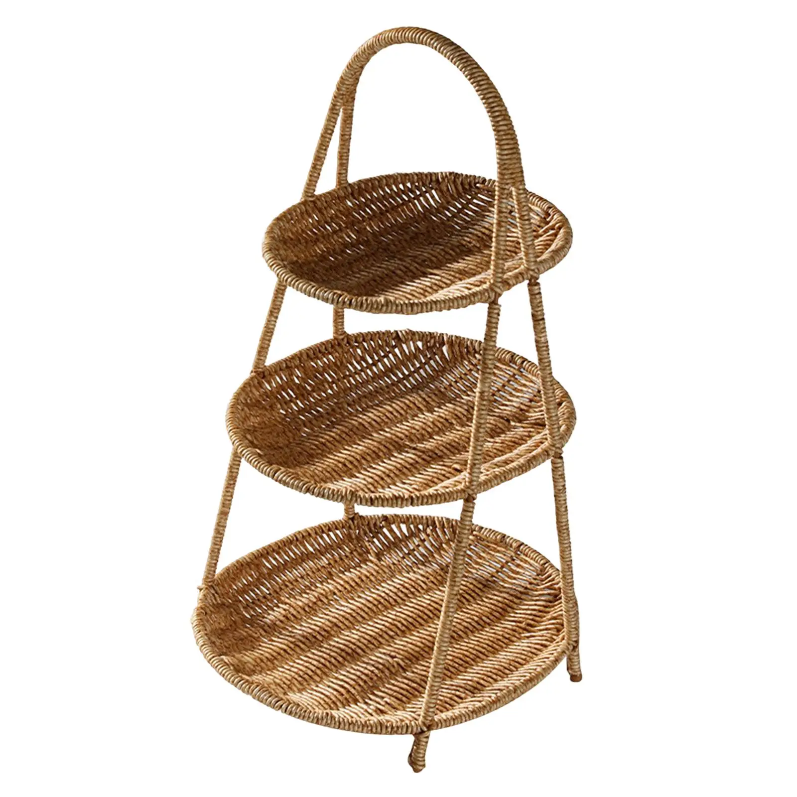 Weaving Basket Rack Kitchen Organizer Cosmetic Storage Rack for Countertop Kitchen