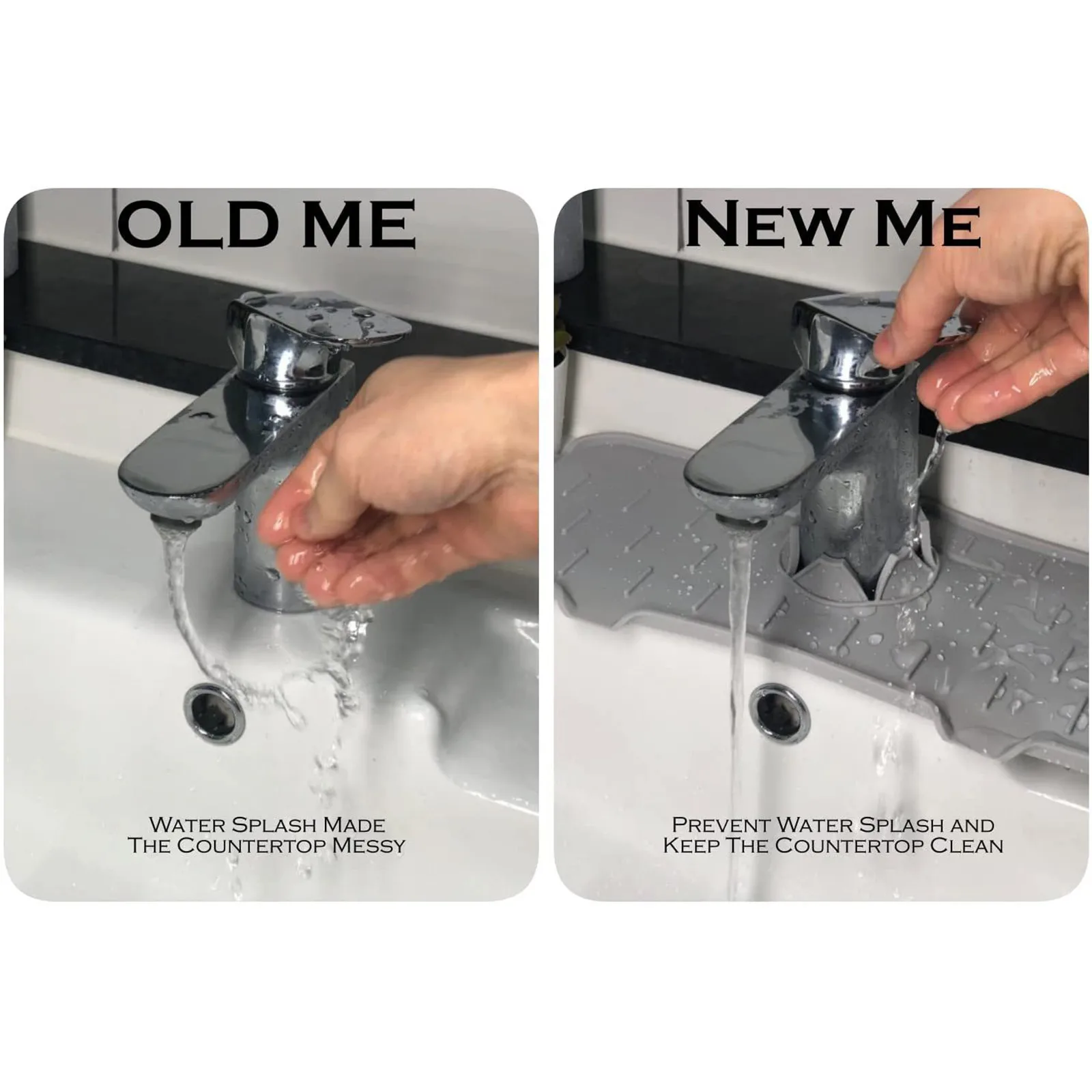 1pcs Silicone Faucet Mat For Kitchen Sink Splash Guard Bathroom Faucet Water Catcher Mat Sink Draining Pad Behind Faucet