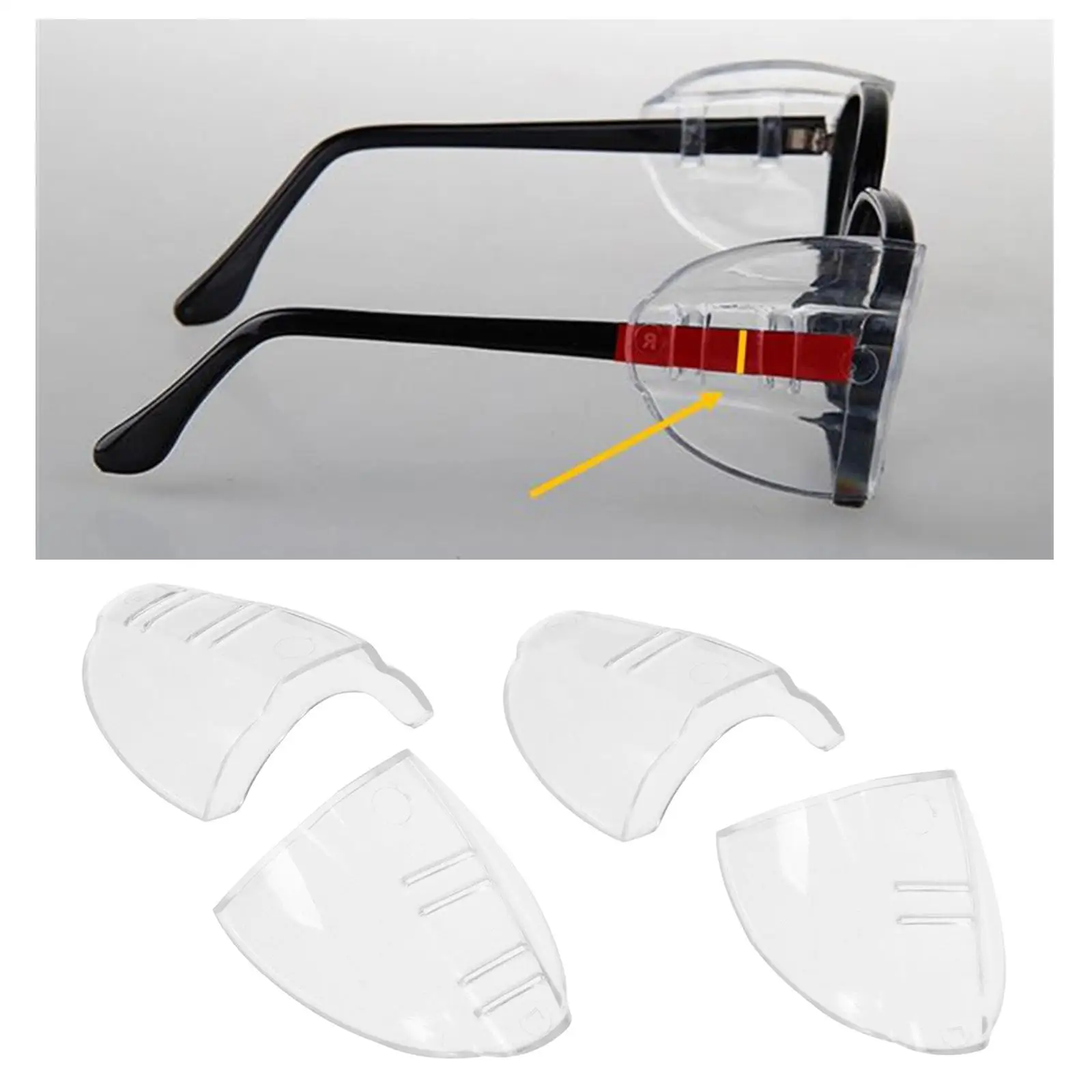 Universal Safety Eye Glasses Side Shields Flexible TPU 1 Pair Slip On Clear Side Shields for Small to Medium Eyeglasses Frames
