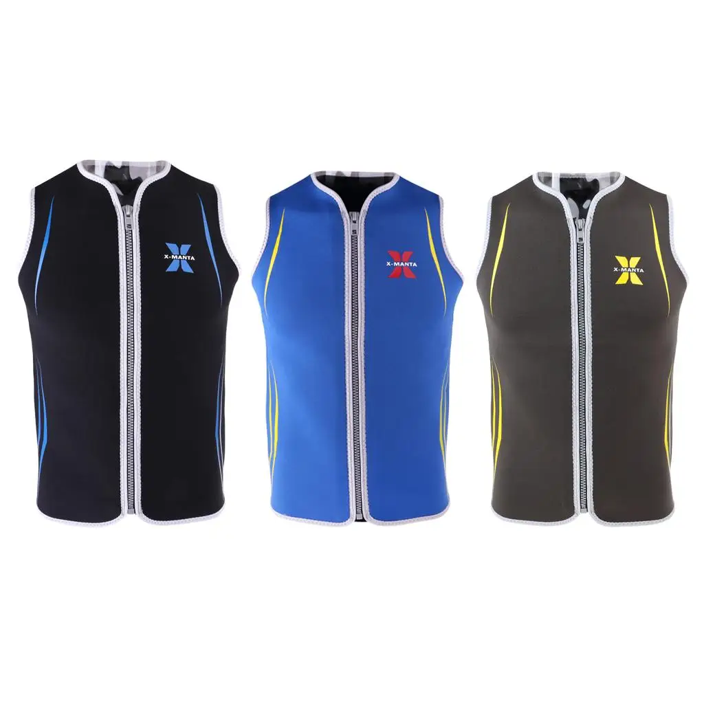 Mens 3mm Neoprene Wetsuit Vest Sleeveless Front Zip Jacket