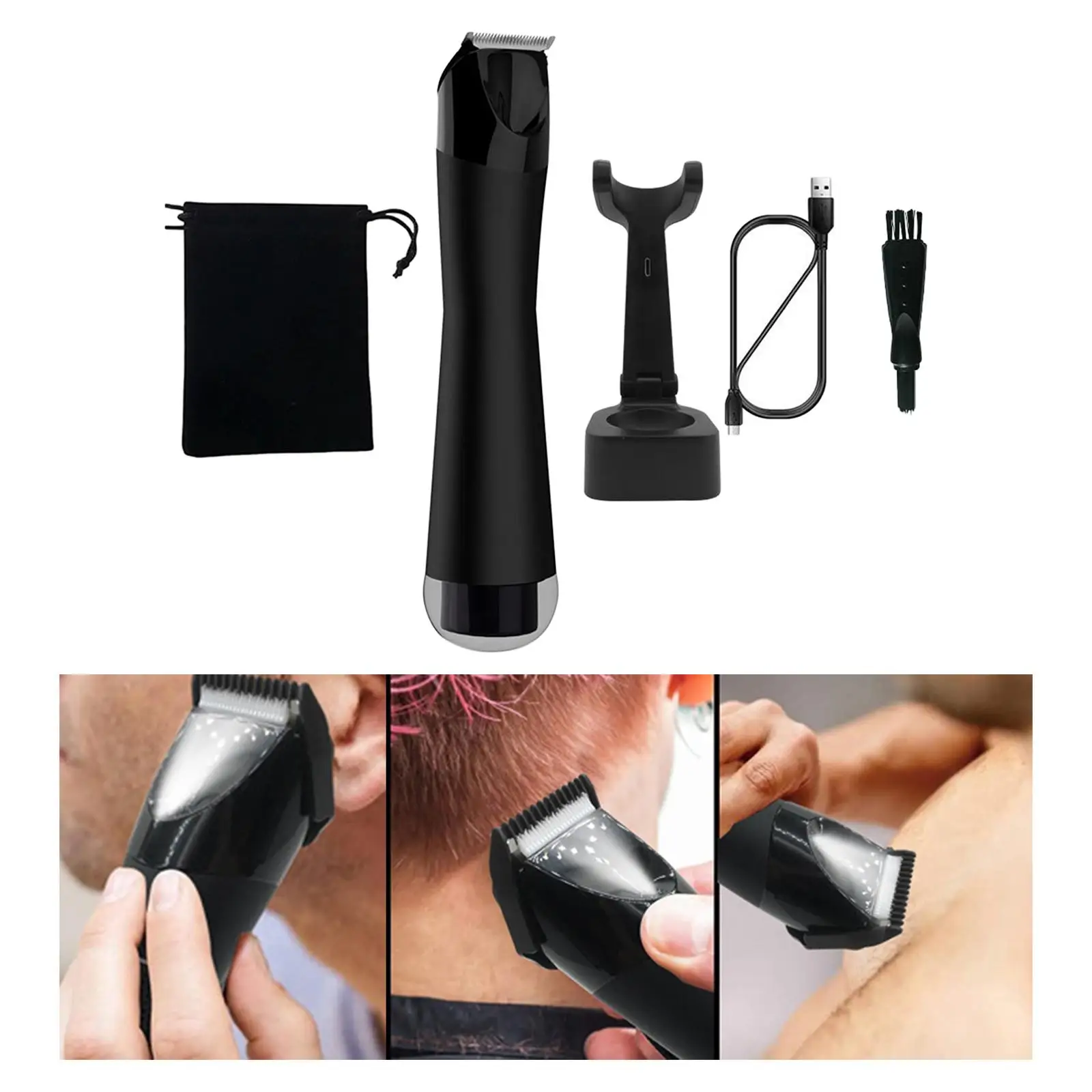 Electric Groin Hair Shaver Body Hair Trimmer Rechargeable for Chest Legs with LED Light Low Noise Quick Cleaning Professional