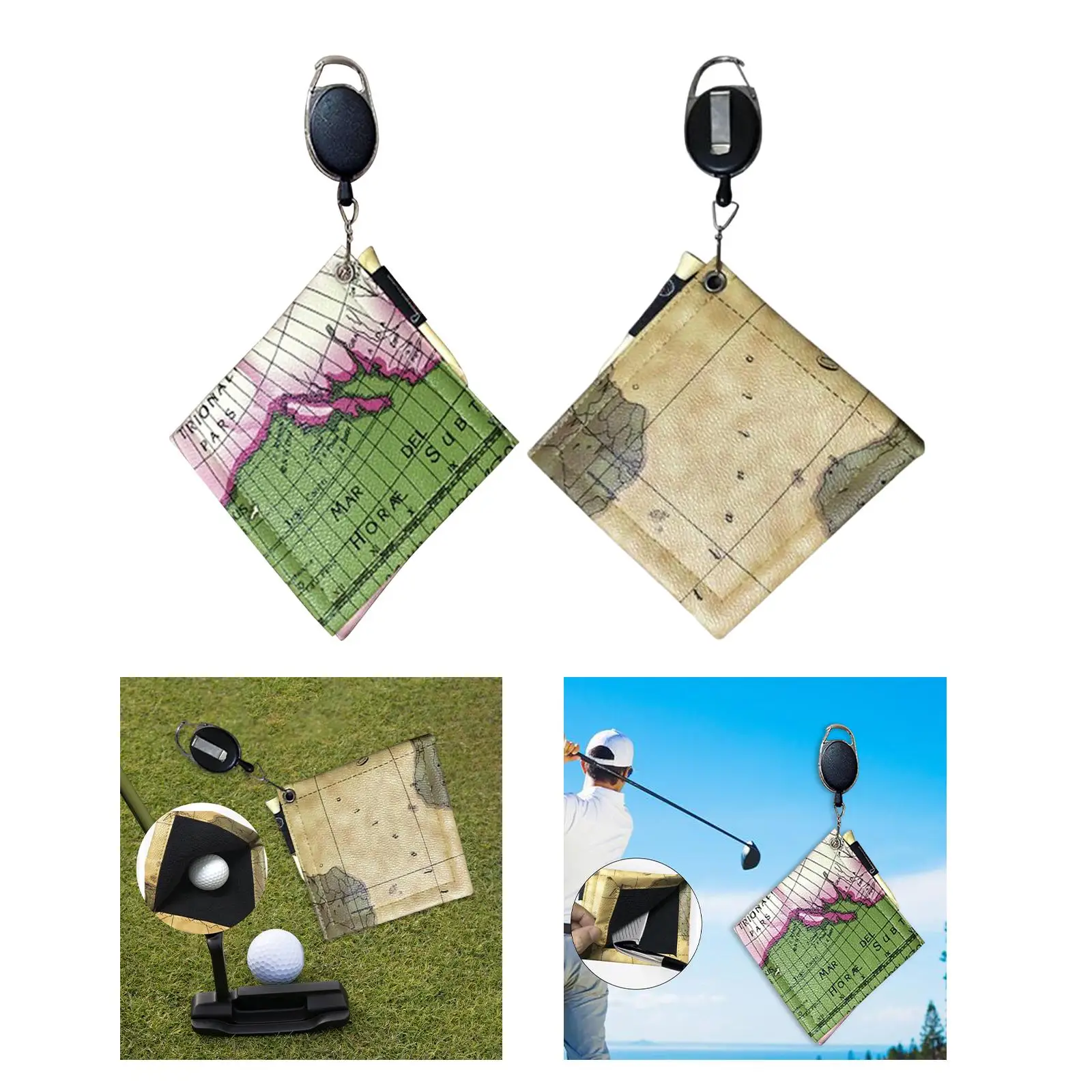 Golf Ball Cleaning Towel with Hanging Buckle Square Towel for Women Men,