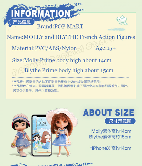 MOLLY and BLYTHE French Action Figures Kawaii Ornaments Figurines