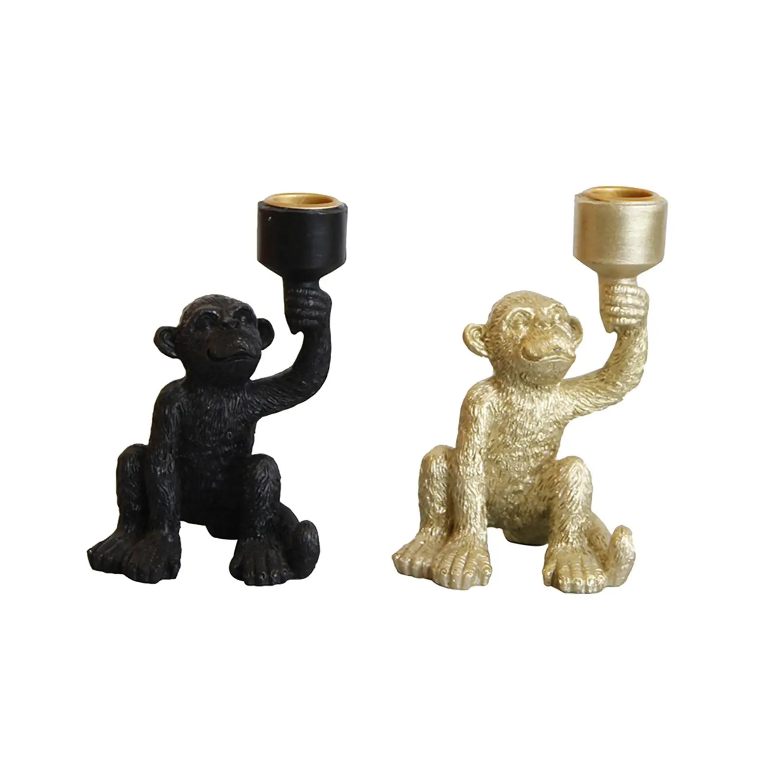 Taper Candle Holder Monkey Statue Resin Candlestick Holder Candlelight Stand for Desktop Home Decor Mantel Bedroom Dining Table