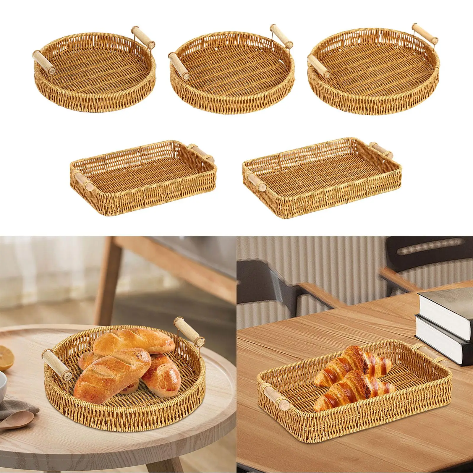 Fruit Baskets with Handle Decorative Bowl Food Storage Bowls Food Organizer Tray for Camping Desktop Outdoor Living Room Picnic