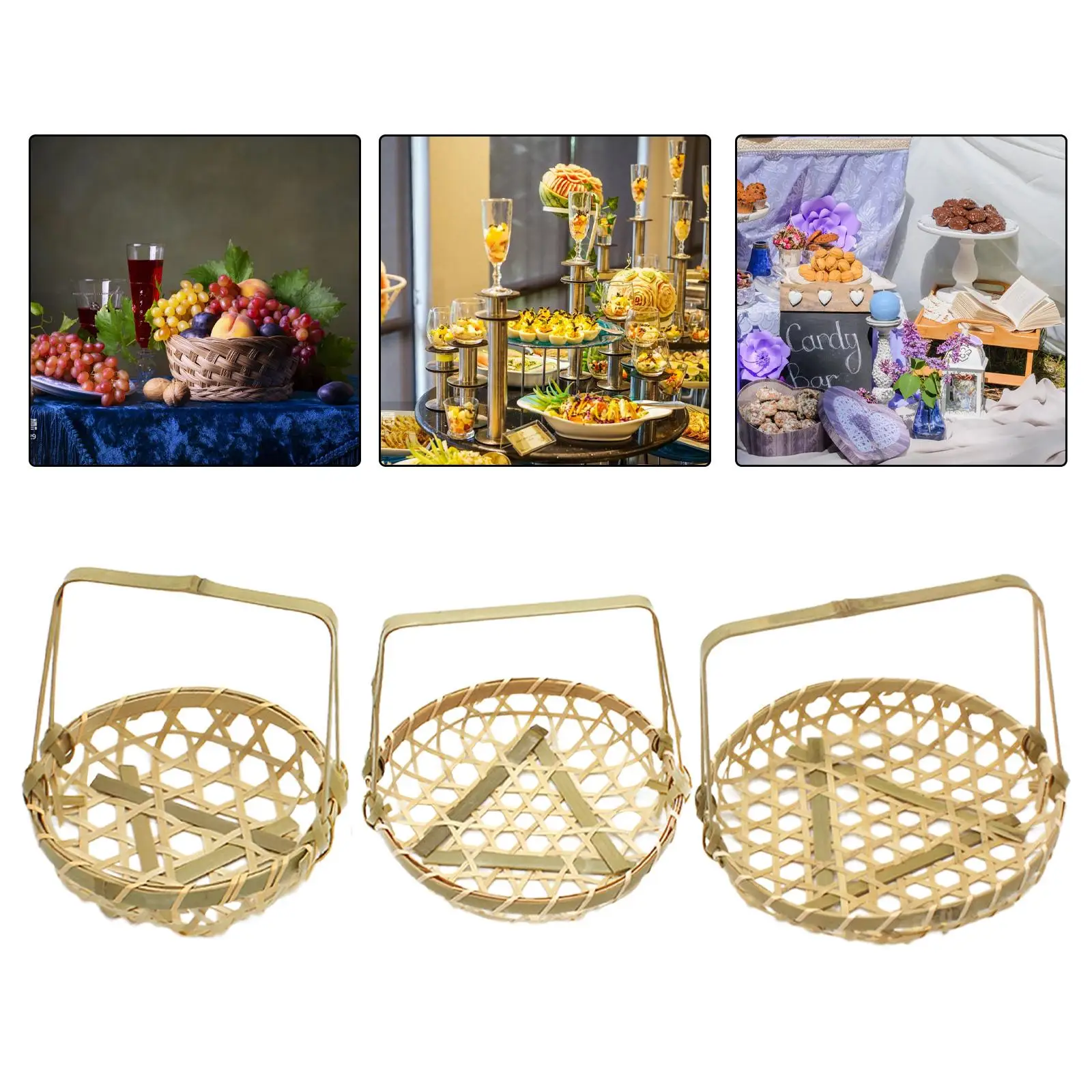 Bamboo Basket Elegant Flower Arrangement Shopping Basket Flower Basket Woven Basket for Living Room Party Banquet Bedroom Picnic