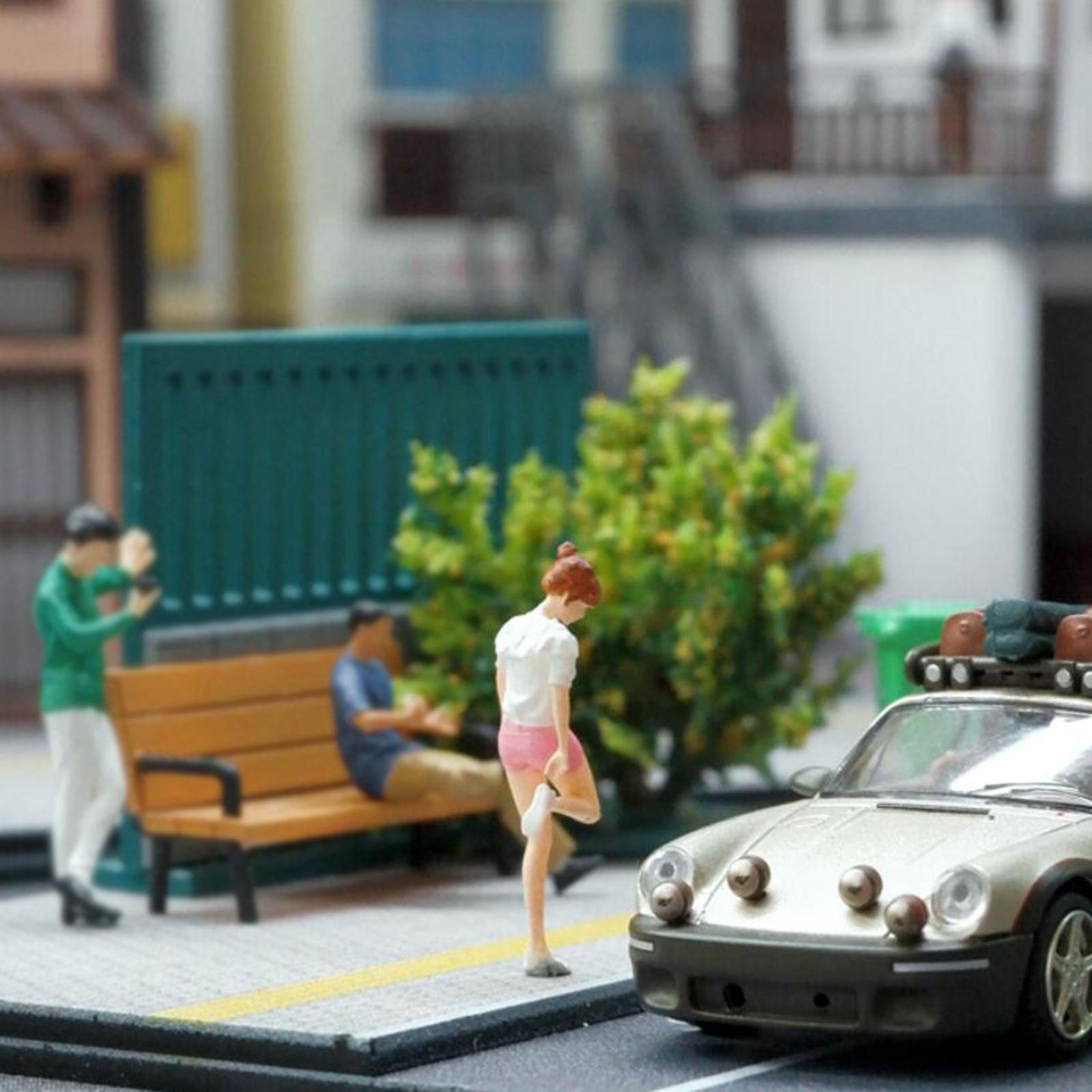 1/64 Girl People Figures Desktop Ornament S Scale Layout Decoration Trains Architectural Micro Landscape Miniature Scenes Decor