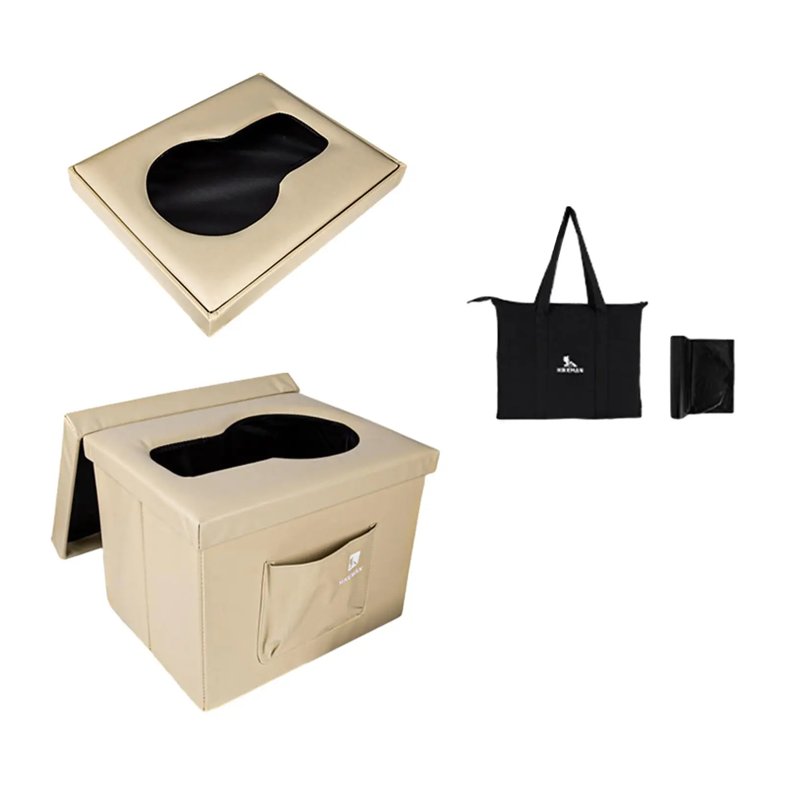 Portable Folding Toilet Bucket Multipurpose Toilet with Lid Load Bearing 100kg
