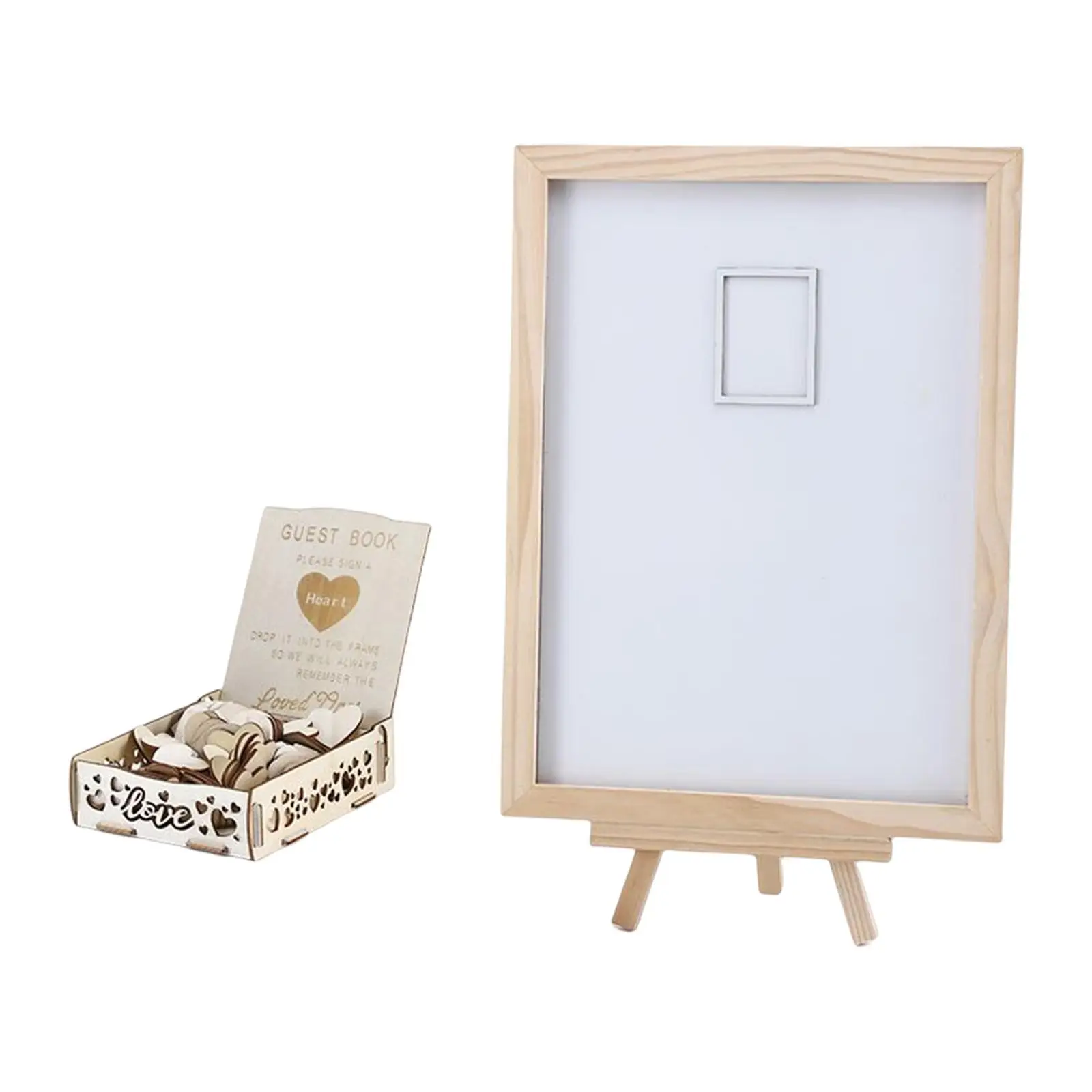 Wedding Guest Book Heart Drop Box, Wooden Rustic Display Picture Frame for Reception, Farmhouse Decoration Sign In Dropbox