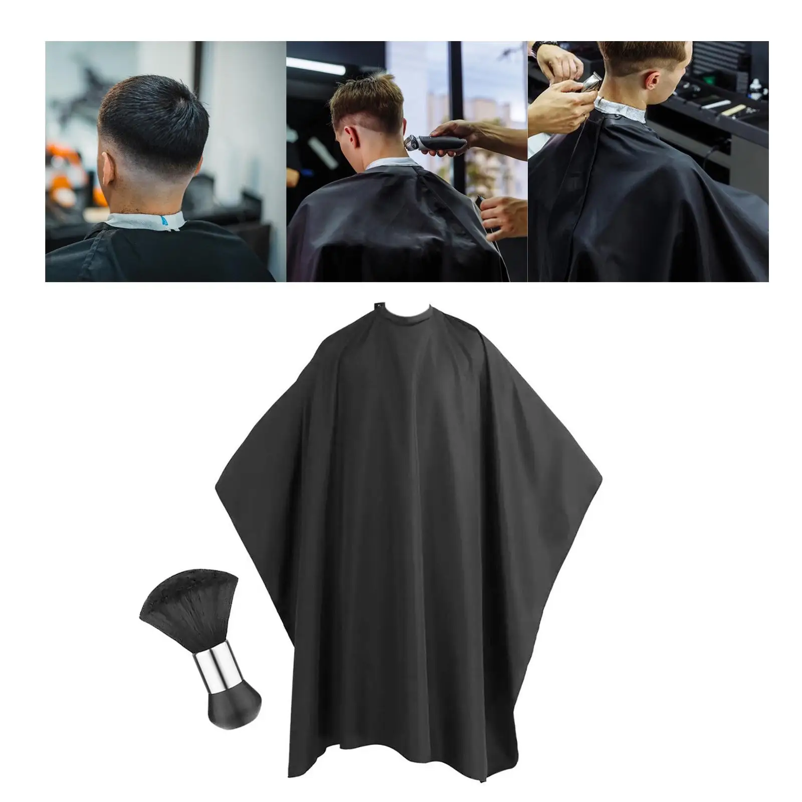 Hairdresser Cape with Neck Duster Brush Black Professional Barber Cape for Hair Cutting Accessories Hairstylists Styling Haircut