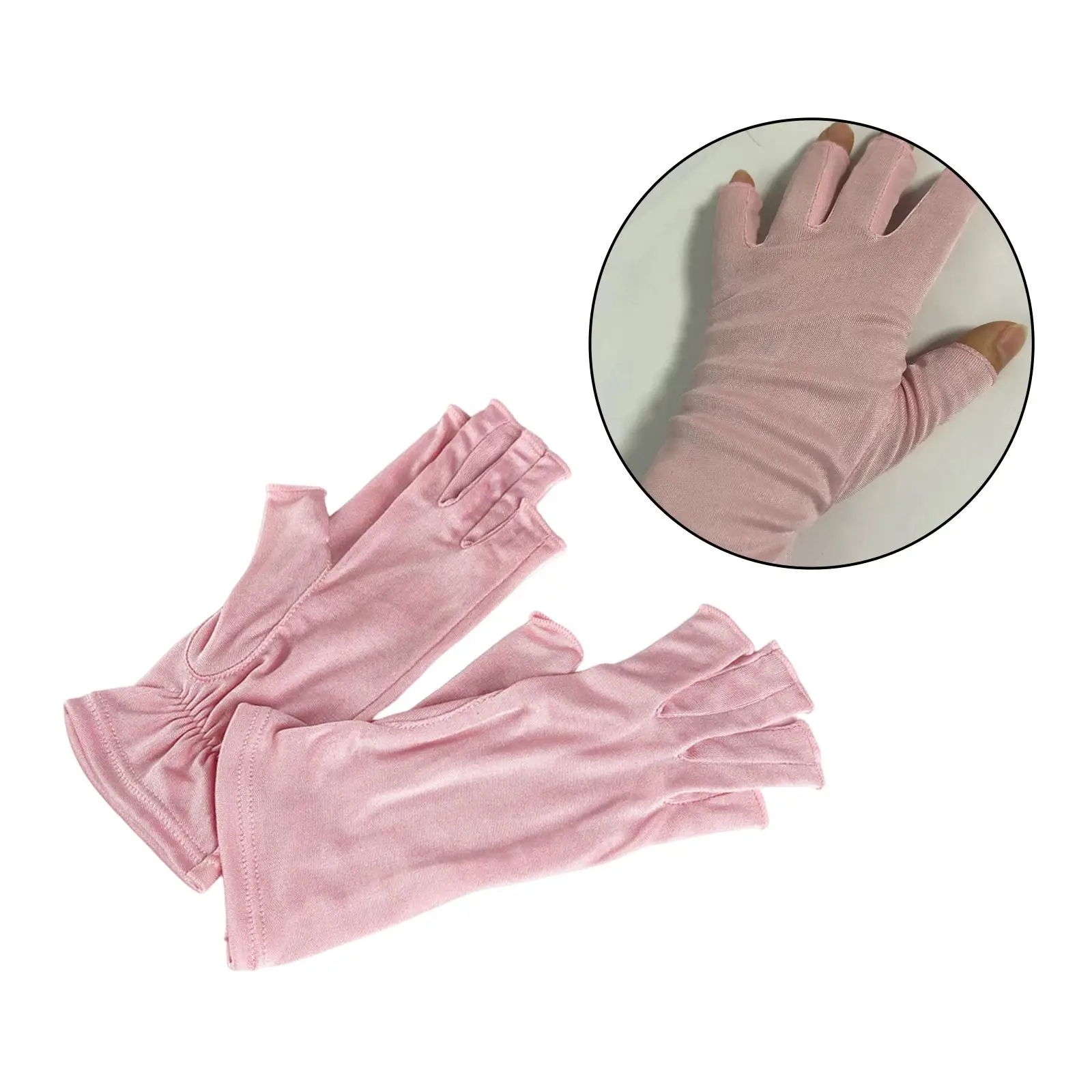 Pure Silk Half Finger Gloves Anti Slip UV Sun Protection Driving Mittens for Running Summer Cycling Sunblock Mitt Wrist Length