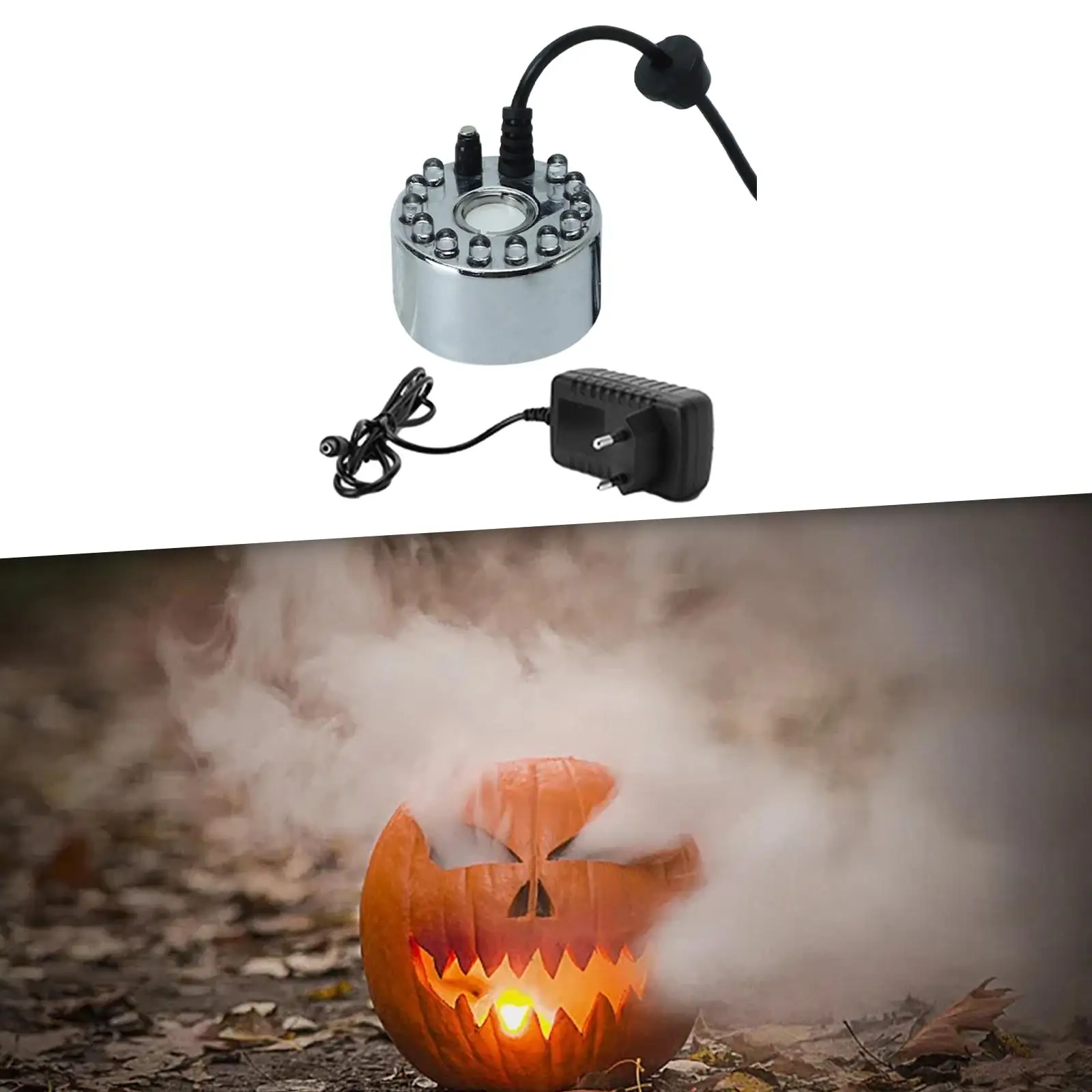 Mini Mist Fogger Mister with Colorful LED EU Adapter Accessories Durable Multipurpose Ultrasonic Mist Aluminum for Halloween