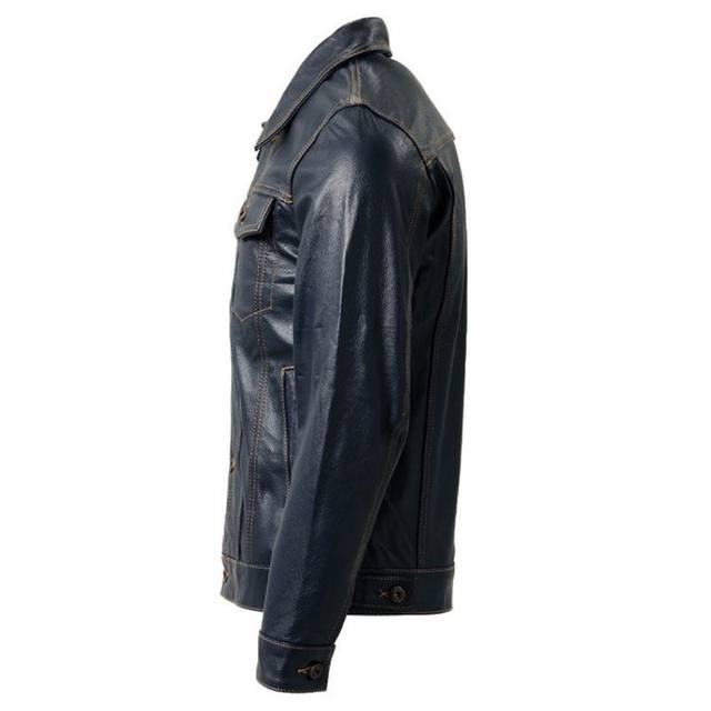 Mens Black 100% Leather Jacket outlet Classic Style Geniune Cow Leather (L)