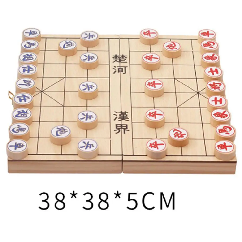 Foldable Wooden Chinese Chess Board Games Tabletop Portable Puzzle Chinese Xiangqi Chess Set For Student Adult