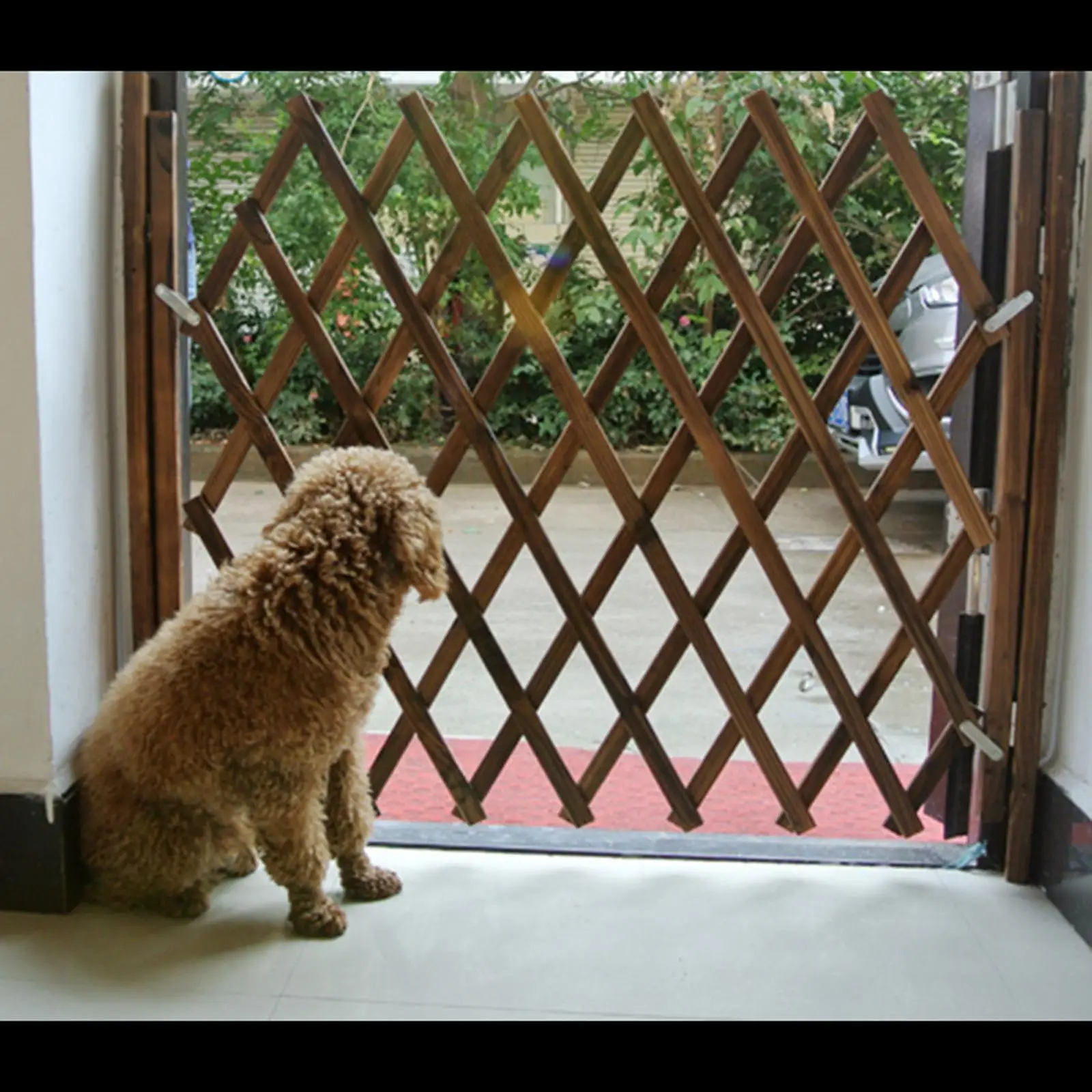Wooden Expandable Accordion Dog Gate Sliding Door Baby Isolation Fence