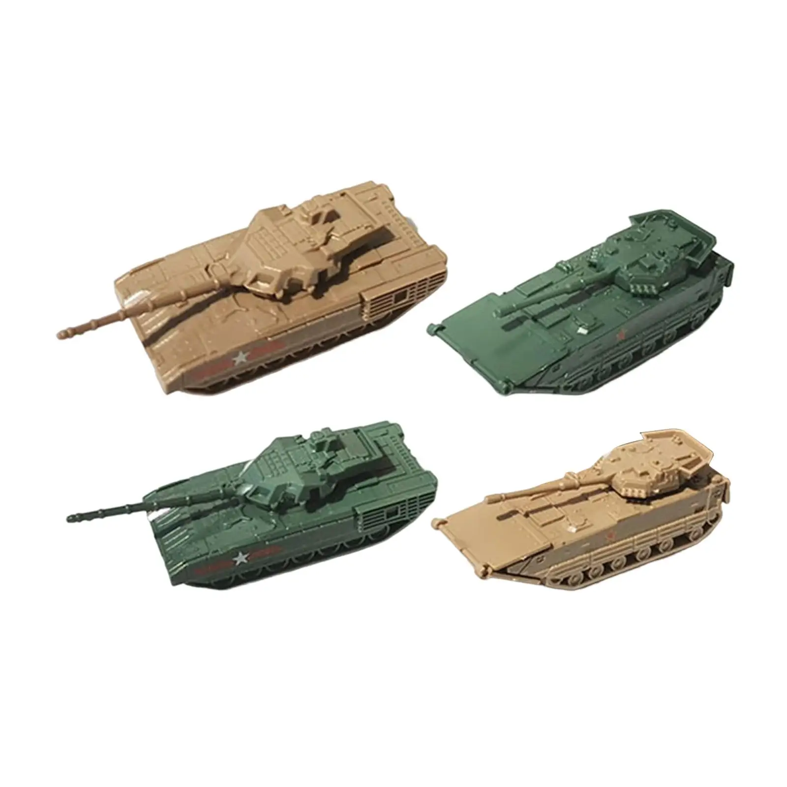 4 Pieces 1/144 Tank Model Kit Building Kits 4D Model Toy Tank Kit DIY Puzzle Tank for Game Outside Holiday Birthday Party