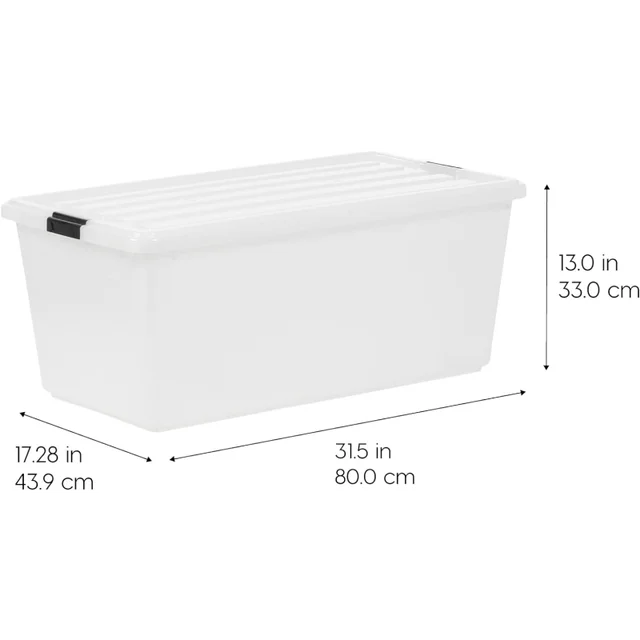 IRIS USA 4 Pack 91qt Large Clear View Plastic Storage Bin with Lid and  Secure Latching Buckles