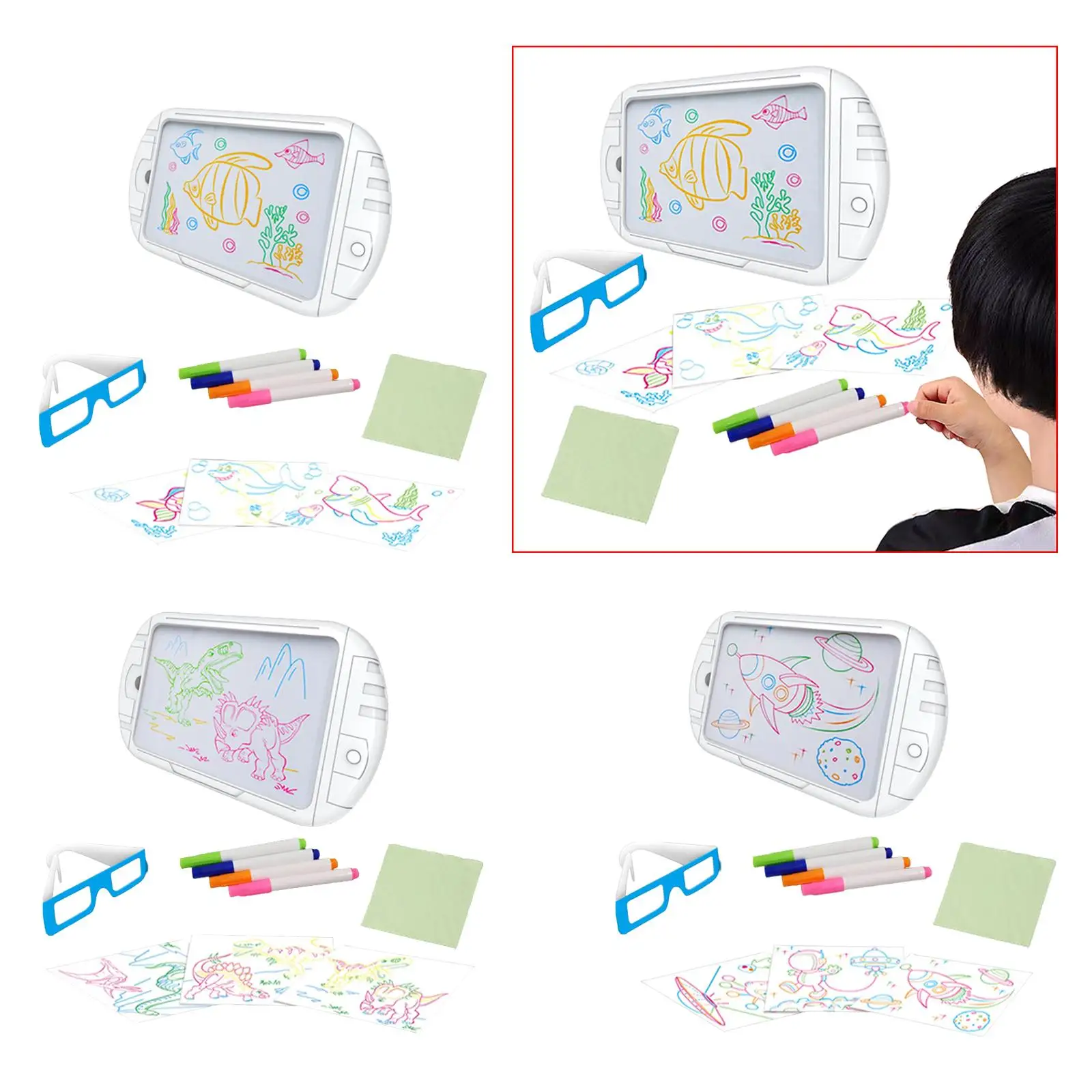 3D Writing Tablet Erasable Activity Games Learning Toys Birthday Gifts Reusable Scribbler Pads Doodle Board for Girls Boys Kids