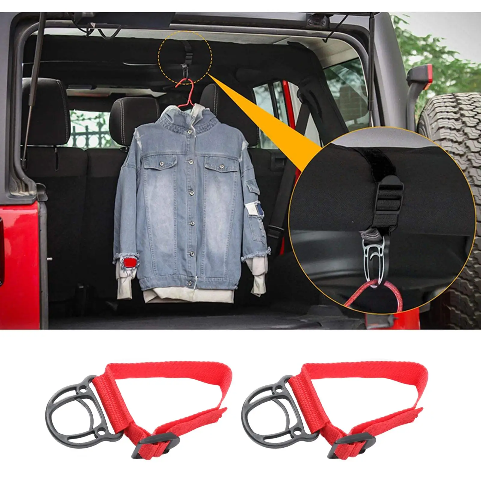 2Pcs Clothes Hook Accessories Roll Bar Coat Jacket Hanger for Car Suvs Camping
