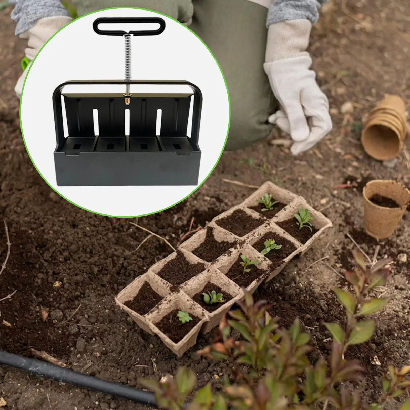 Soil Blocker 2 inch Handheld Manual Quad Convenient Soil Block Maker Soil Blocking Tool for seedling Greenhouse Potting Soil