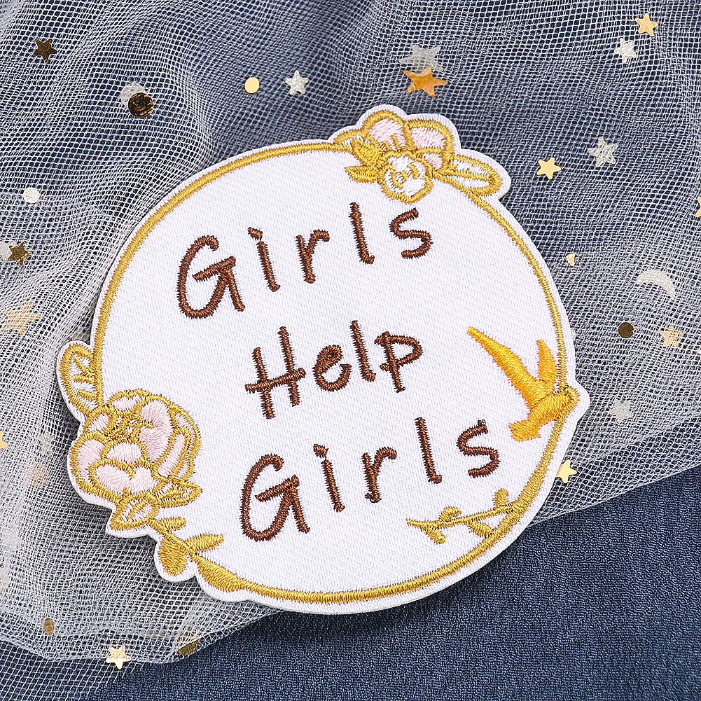 2PCSGirls Help Girls bestickter Aufnäher zum Aufbügeln, Nähen, Stoff, Girlgang, Kunsthandwerk, Patchwork-Verzierungen, Abzeichen – Detail 3