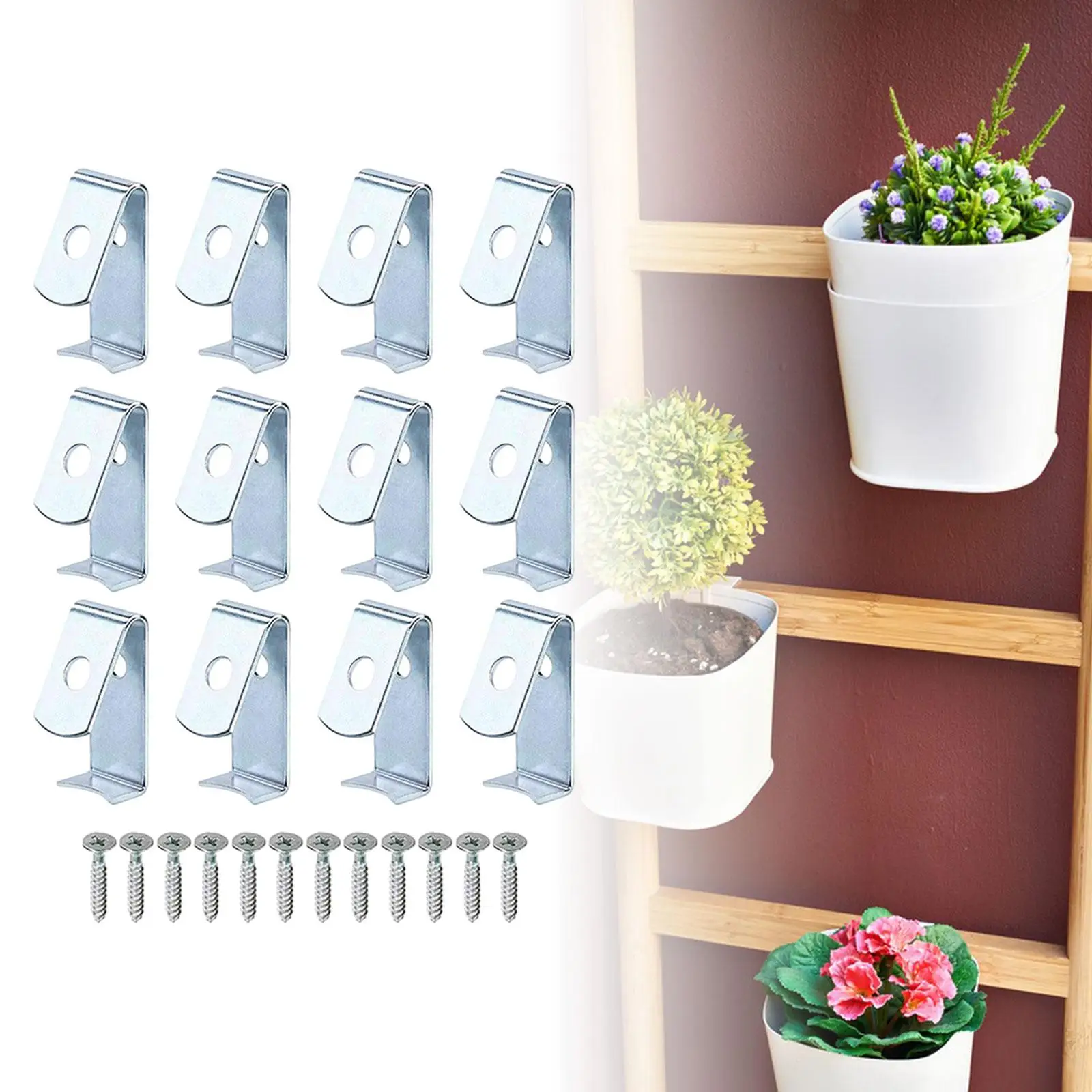 12Pcs Flower Pot Clips Planter Hanger Hooks Garden Decorate Flowerpot Clips Plant Hangers for Fence Outdoor Patio Wall Backyard