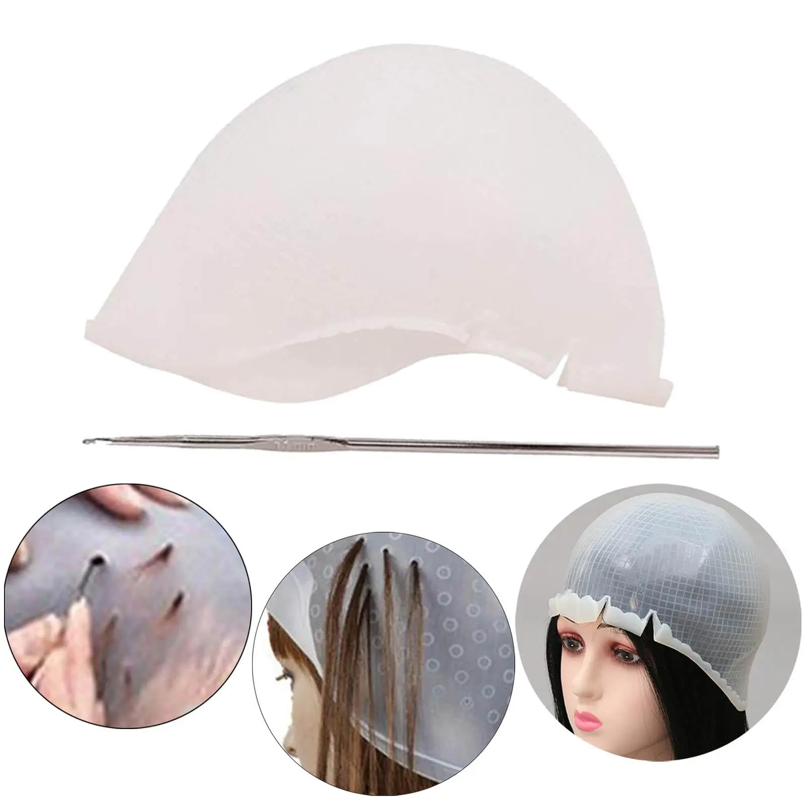 Highlight Hat with Hair Hook Dye Hat Reusable for Tinting Dyeing Hair Salon