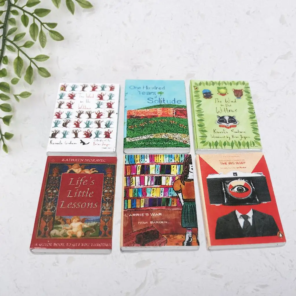 6pcs 1:12 Dollhouse Books Colorful Style Printed Book Home Set Accessory