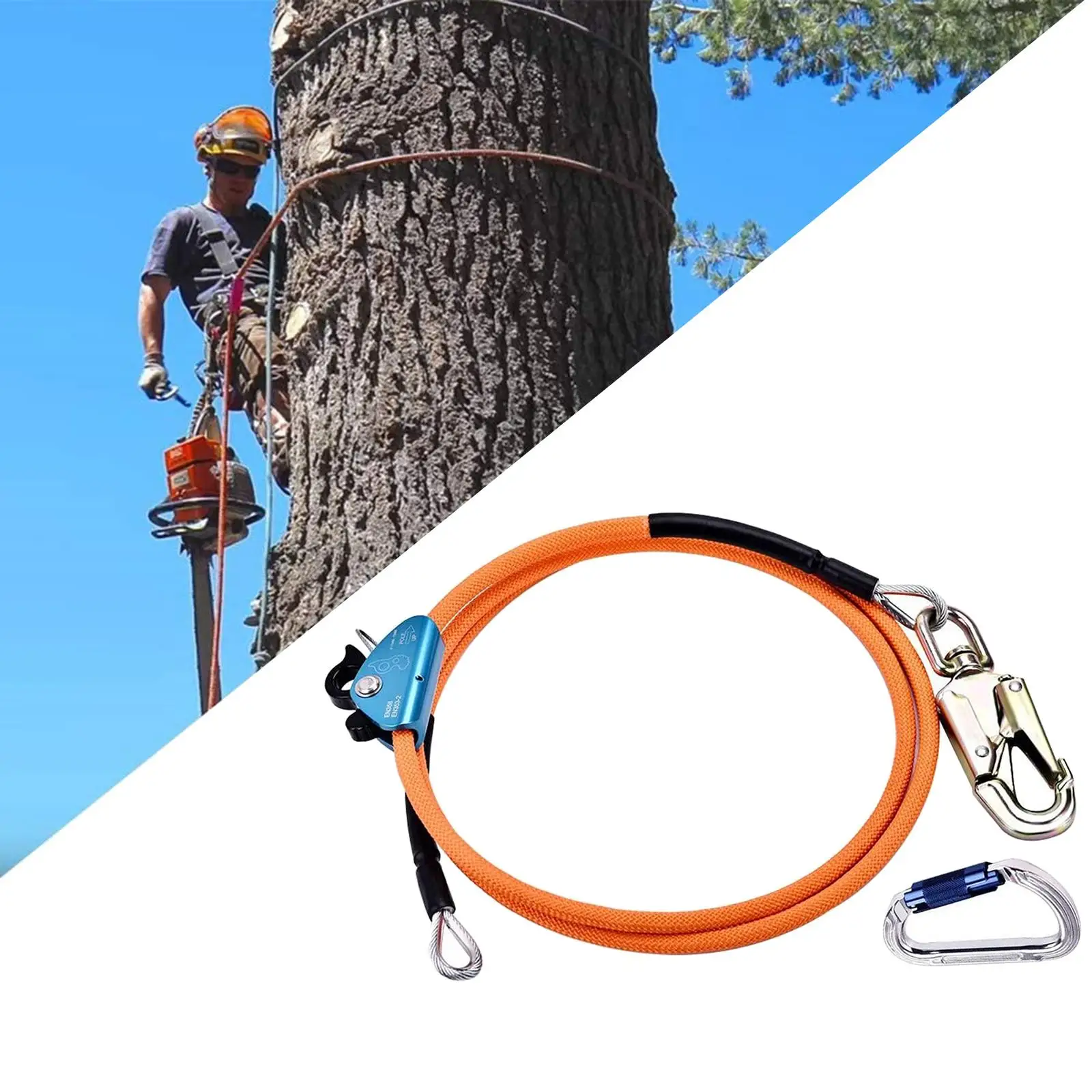 Arborist Positioning Lanyard Adjustable Tree Climbing Set Rope 10ft Work