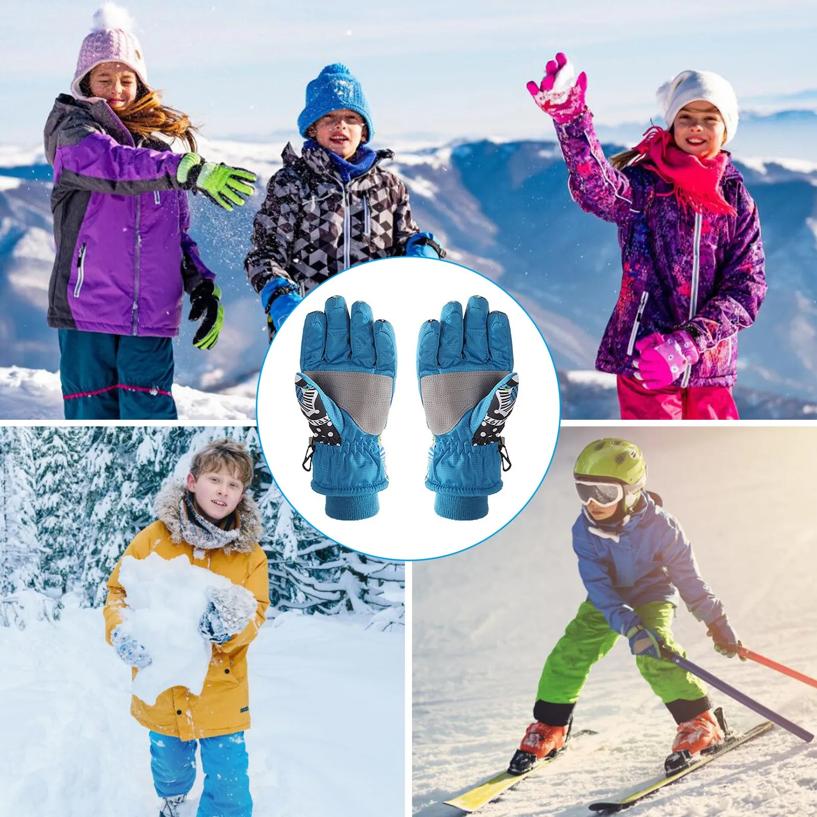 Guantes de nieve para niños, forro impermeable, cálido, prueba de viento, esquí, equipo de de invierno ajustable| | - AliExpress