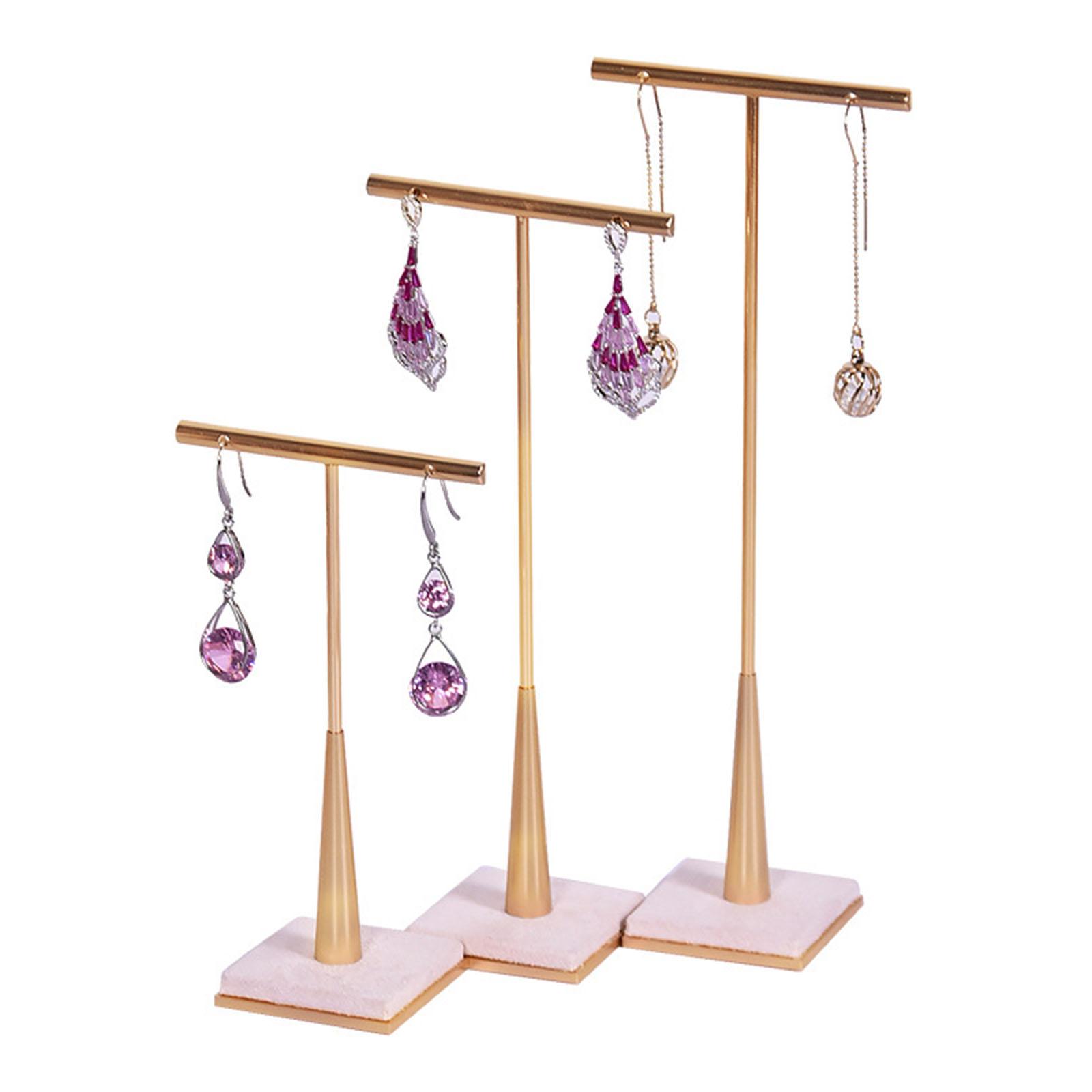 2 Holes Earring T Stand Display Jewelry Towers T Bar Hanging Earring Display Stand for Countertop Store Retail