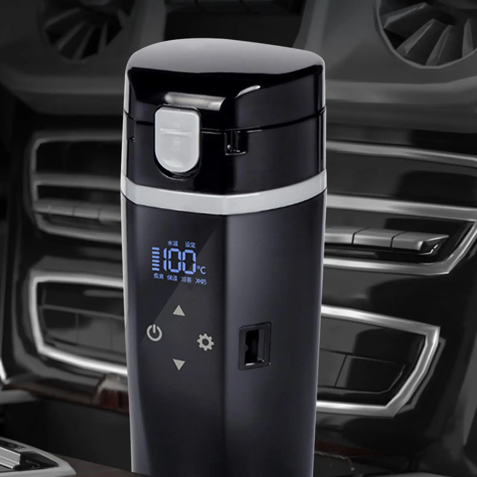 Car Heating Cup 12V/24V Heater Digital Display 450ml Touch Control Fit for Travel Tea Auto Shut Off Cigarette Lighter Coffee