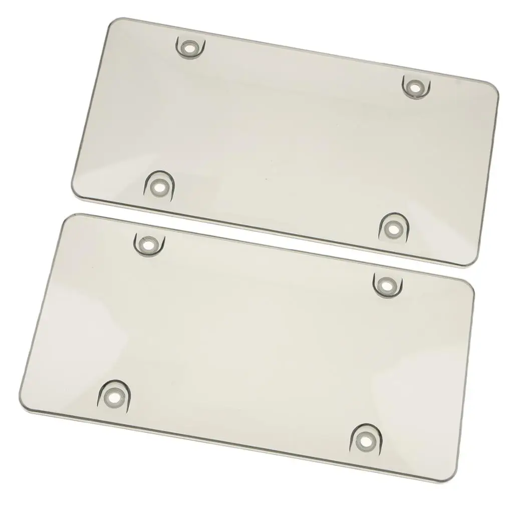 2Pcs Gray Smoke License Plate Frames Tag Protector Clear Shields Cover